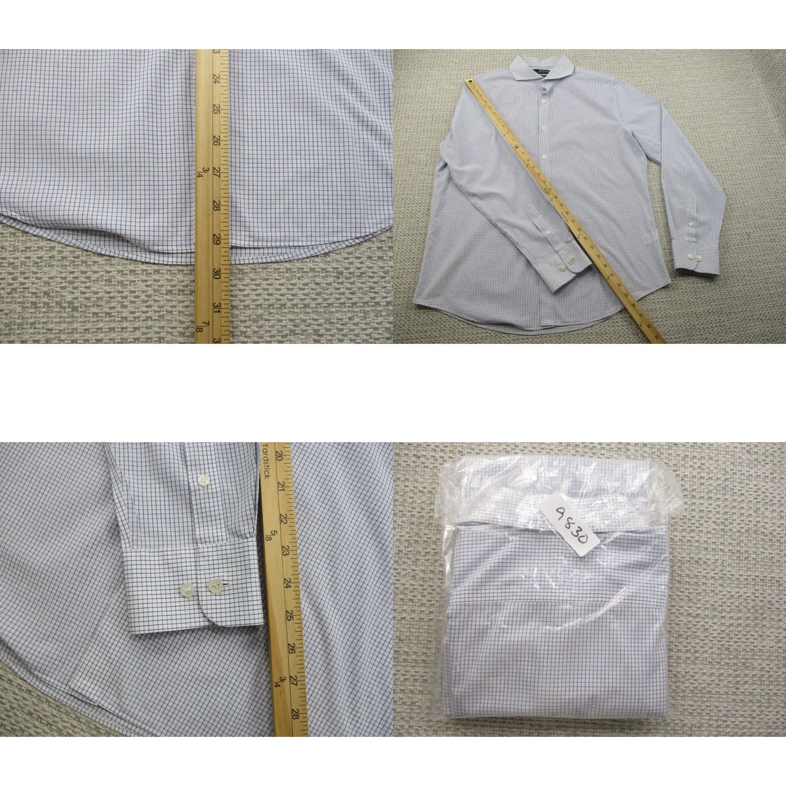 Murano Murano Shirt Mens Large Blue White Check Button Down Slim Fit Dress Shirt Size 42R - 9 Thumbnail