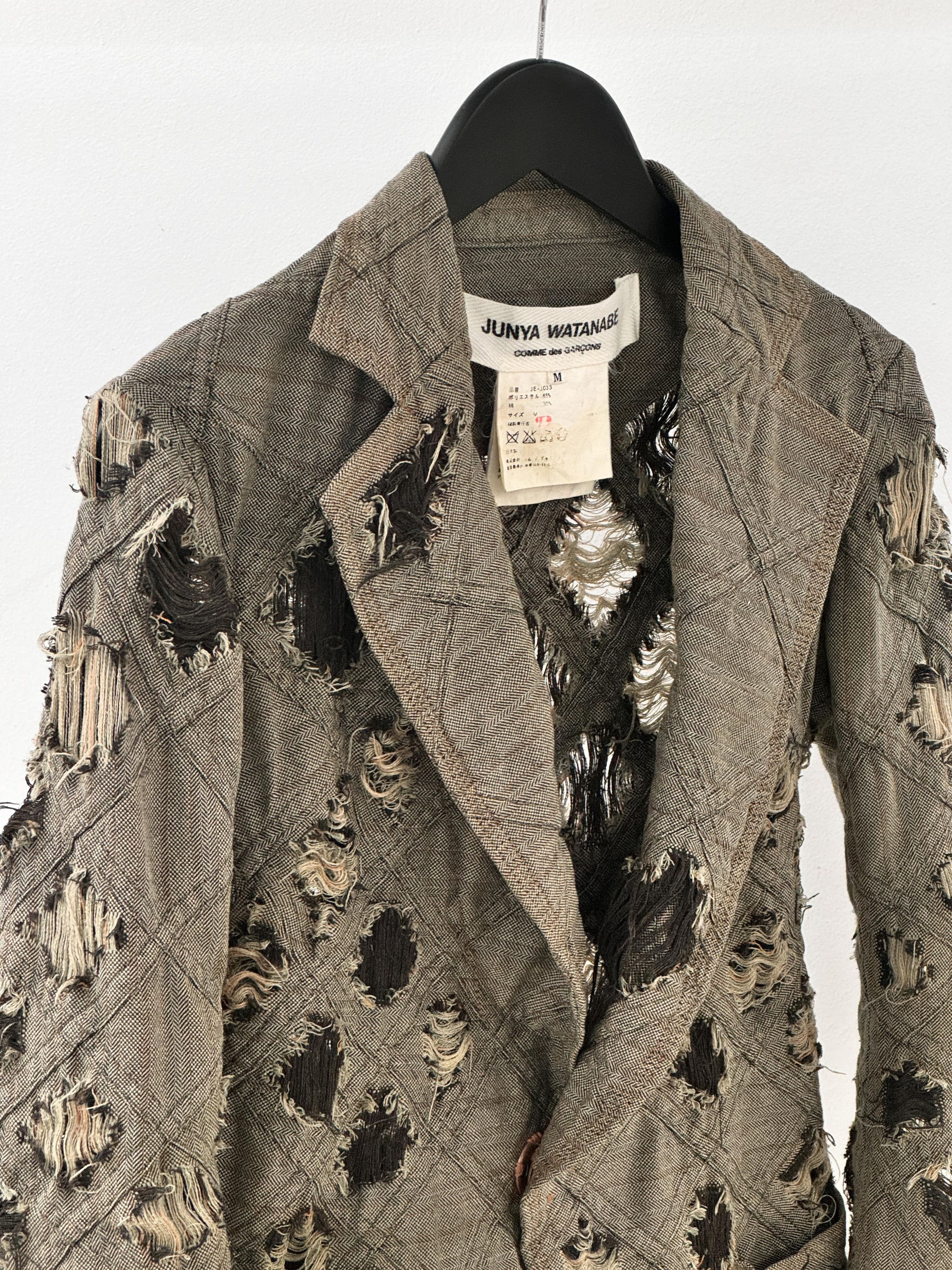 Junya Watanabe JUNYA WATANABE COMME des GARÇONS Distressed Denim Blazer Size M / US 6-8 / IT 42-44 - 3 Thumbnail