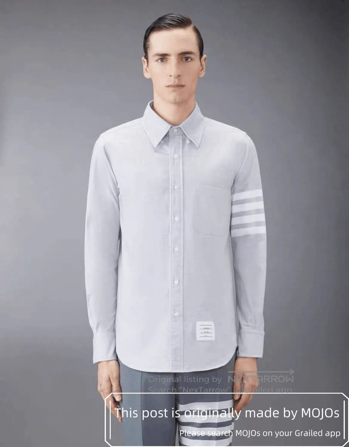 Thom Browne Sz 4 Thom Browne Four Stripe Gray Shirt mojos. Size US XL / EU 56 / 4 - 7 Thumbnail