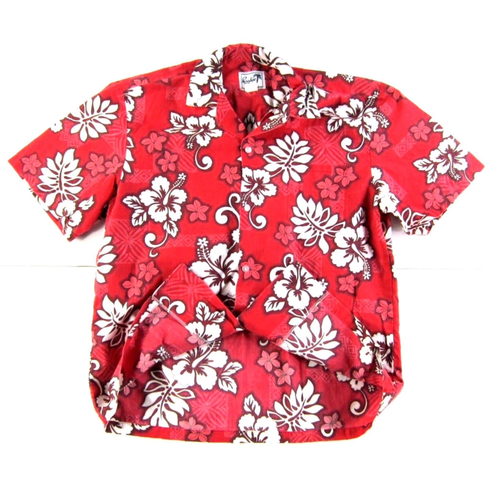 Paradise VINTAGE Paradise Style Red White Floral Short Sleeve Hawaiian Shirt Men Large Size US L / EU 52-54 / 3 - 4 Thumbnail