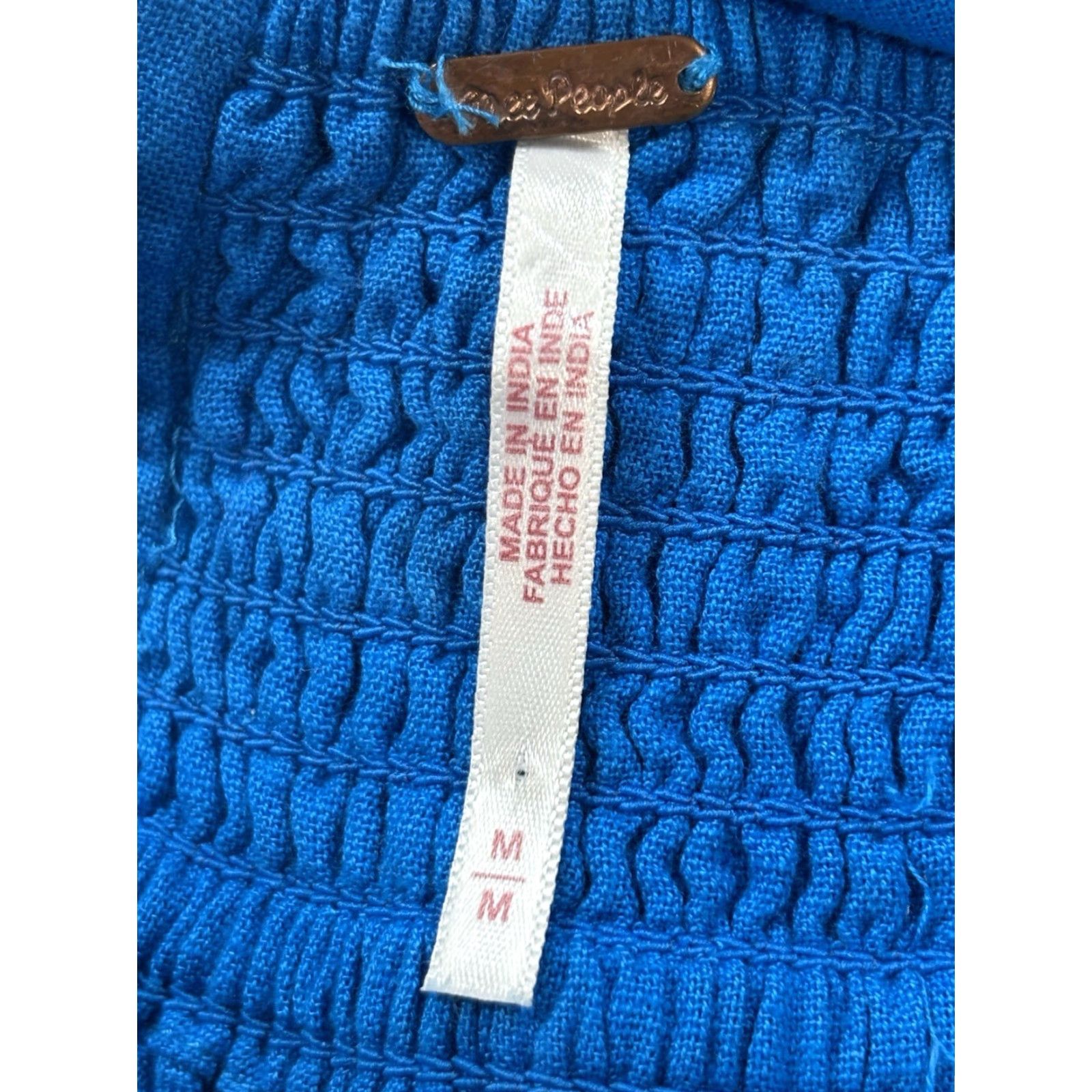 Free People FREE PEOPLE Mini Dress Women's Medium Blue Cutout Linen Sleeveless Casual Size M / US 6-8 / IT 42-44 - 6 Thumbnail