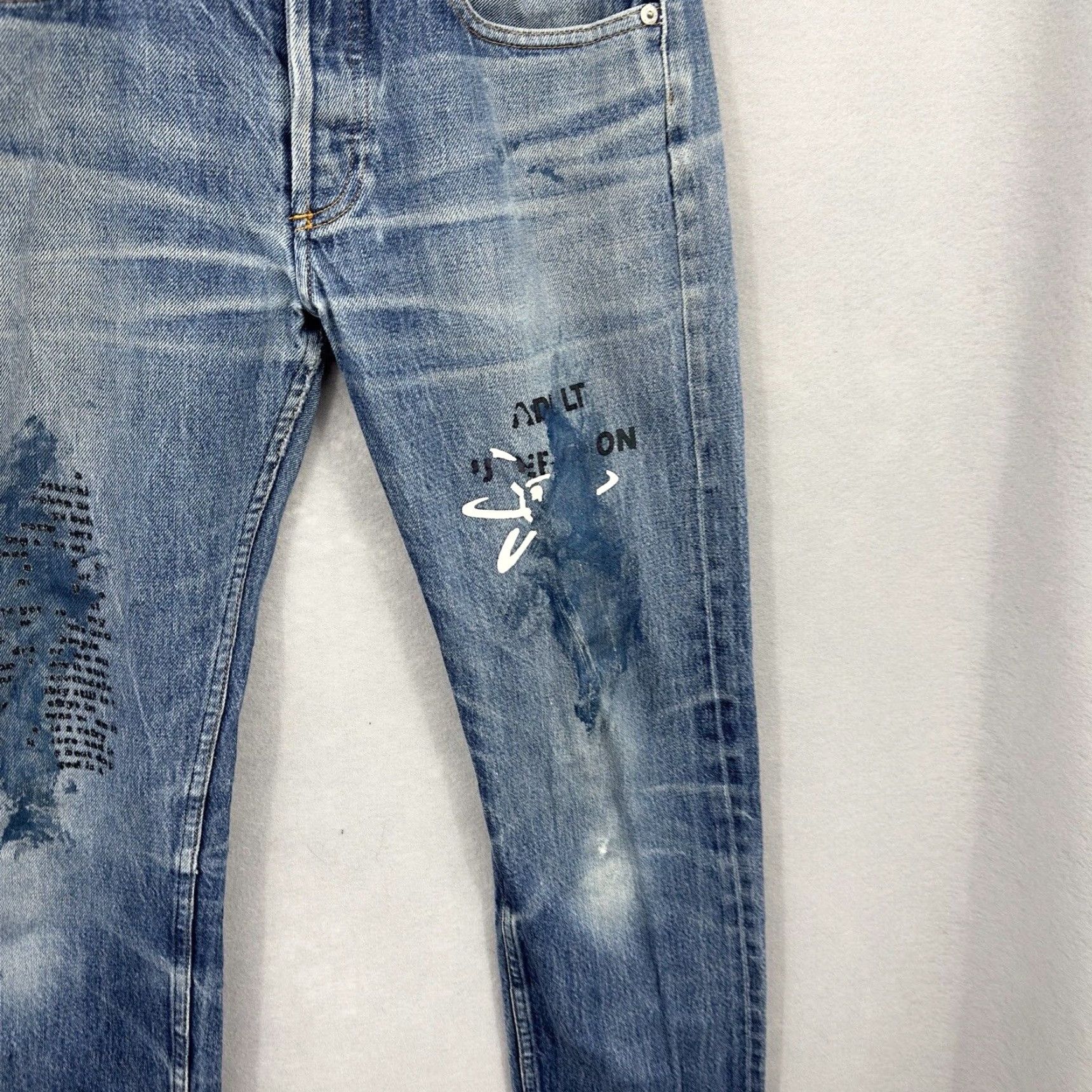 A.P.C. VINTAGE A.P.C. Selvedge Distressed Denim Jeans Women 28 Painted Academia Skull Grunge Jeans Size 28" / US 6 / IT 42 - 7 Thumbnail