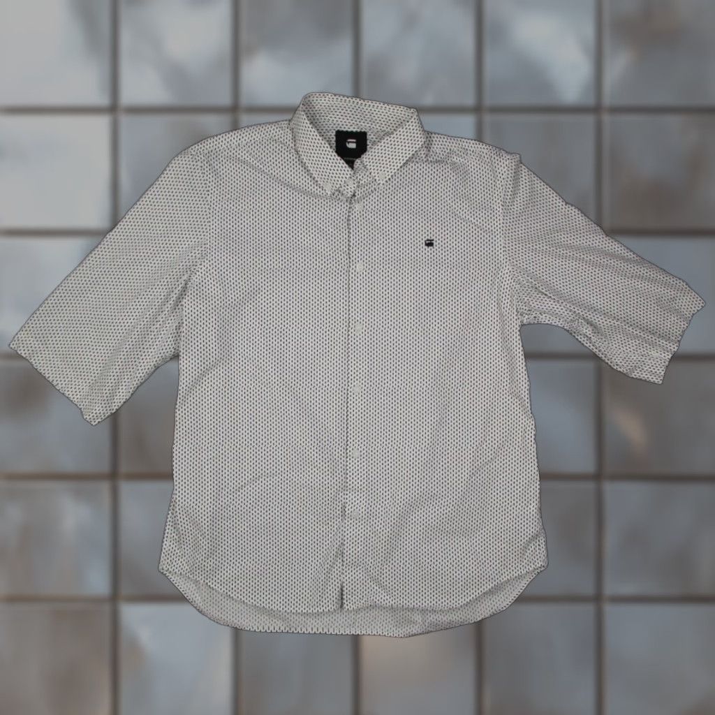G Star Raw Shirt Mens XL White Button-Up Casual Core DC Straight BTD 80s 90s City Designer Retro Vintage No