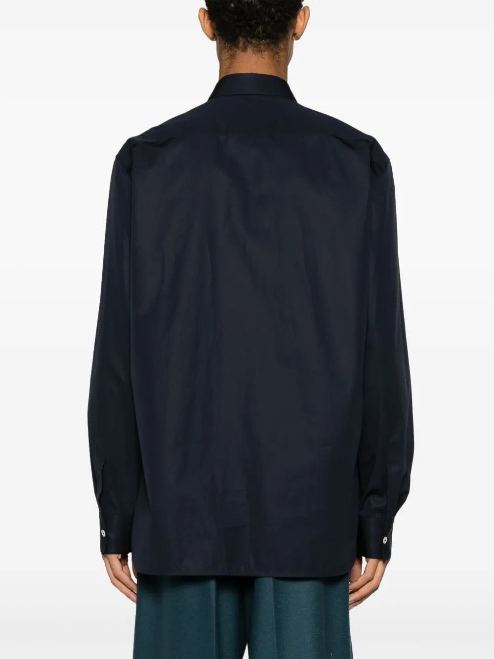 Jil Sander o1loc1c0426 Pointed Collar Organic Cotton Shirt in Black Size US M / EU 48-50 / 2 - 3 Thumbnail
