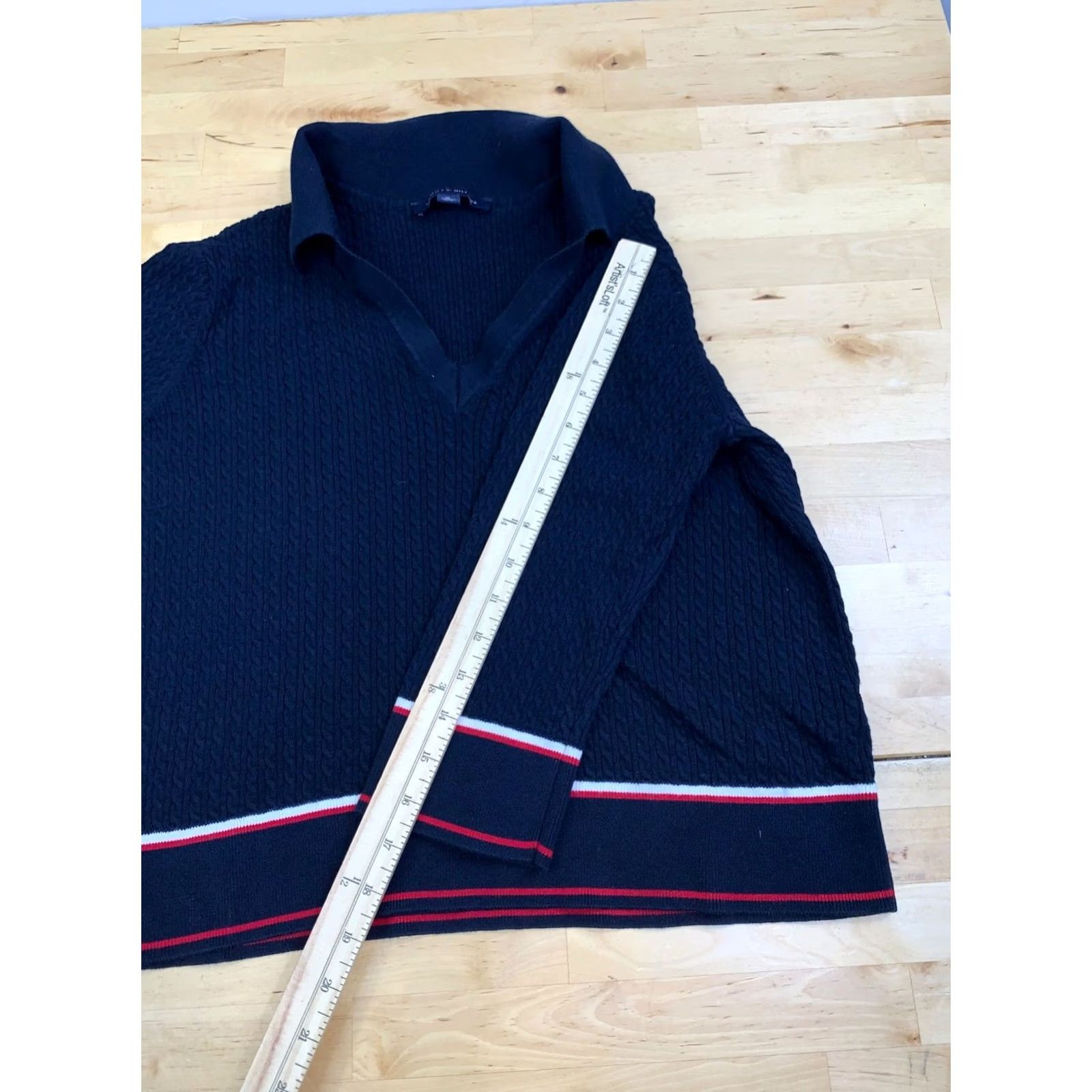 Tommy Hilfiger Tommy Hilfiger Polo Cable Knit Sweater Women XL 3/4 Sleeve Blue Size XL / US 12-14 / IT 48-50 - 5 Thumbnail