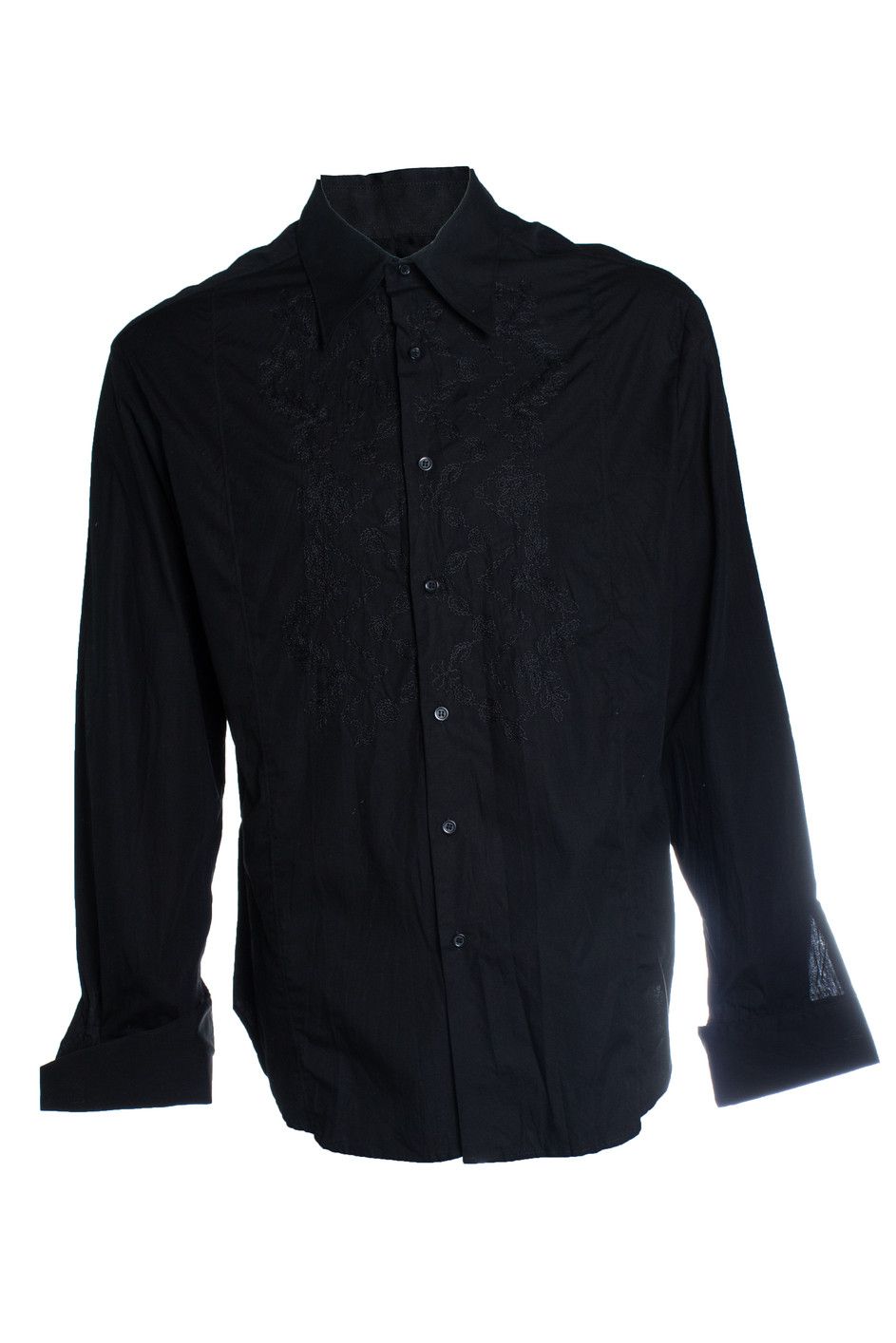 Ferre Ferre jeans, black French cuff embroidery shirt Size US XXL / EU 58 / 5 - 1 Thumbnail