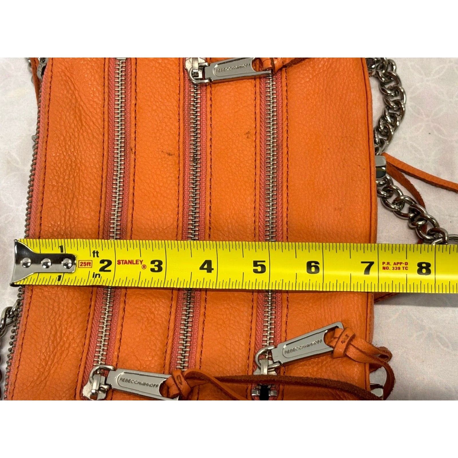 Rebecca Minkoff Rebecca Minkoff Leather Crossbody Purse Orange Small Zipper Chain Strap Womens Size ONE SIZE - 4 Thumbnail