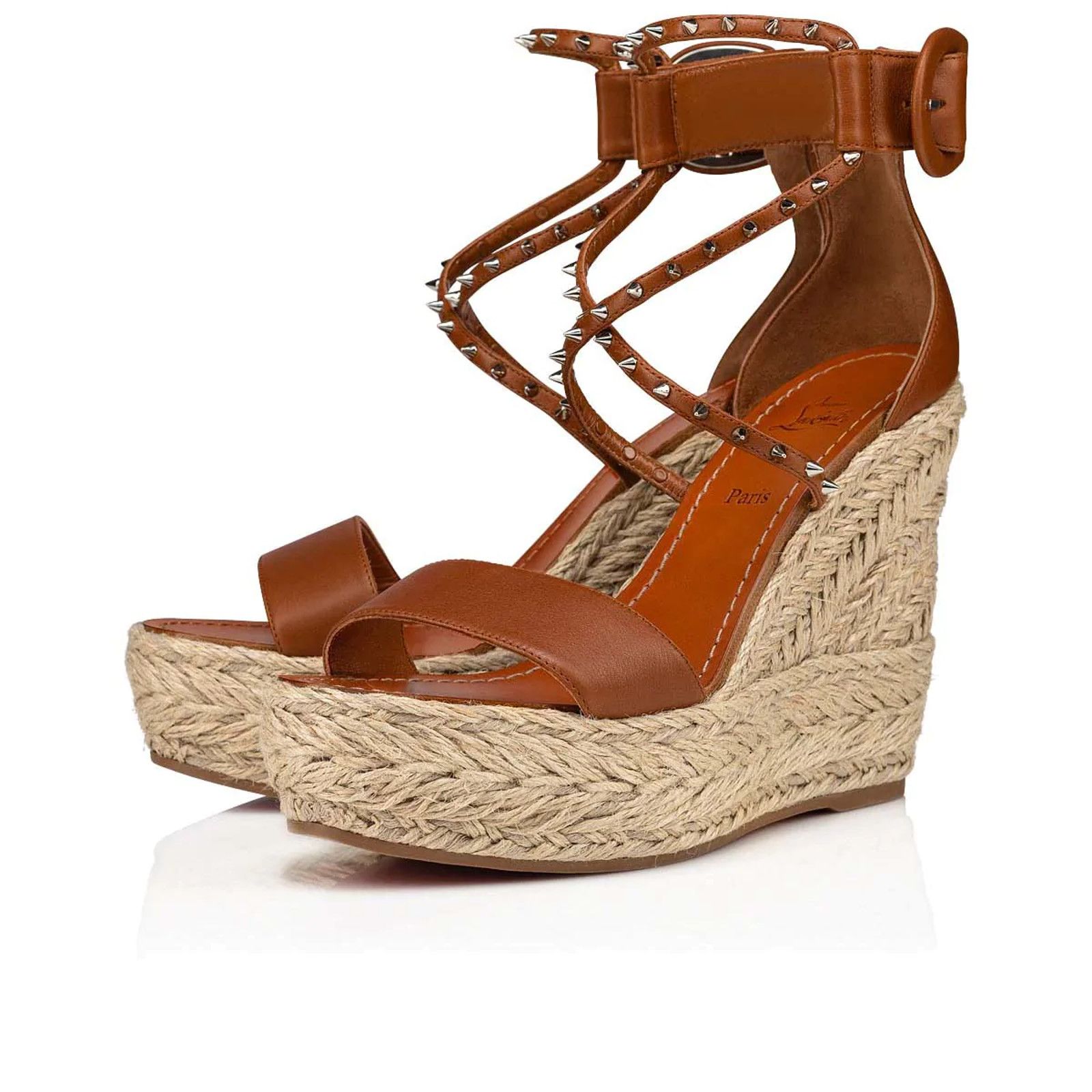 Christian Louboutin Chocazeppa Spikes 120 Cuoio Brown Platform Wedge Sandal 42 Size US 12 / IT 42 - 1 Thumbnail