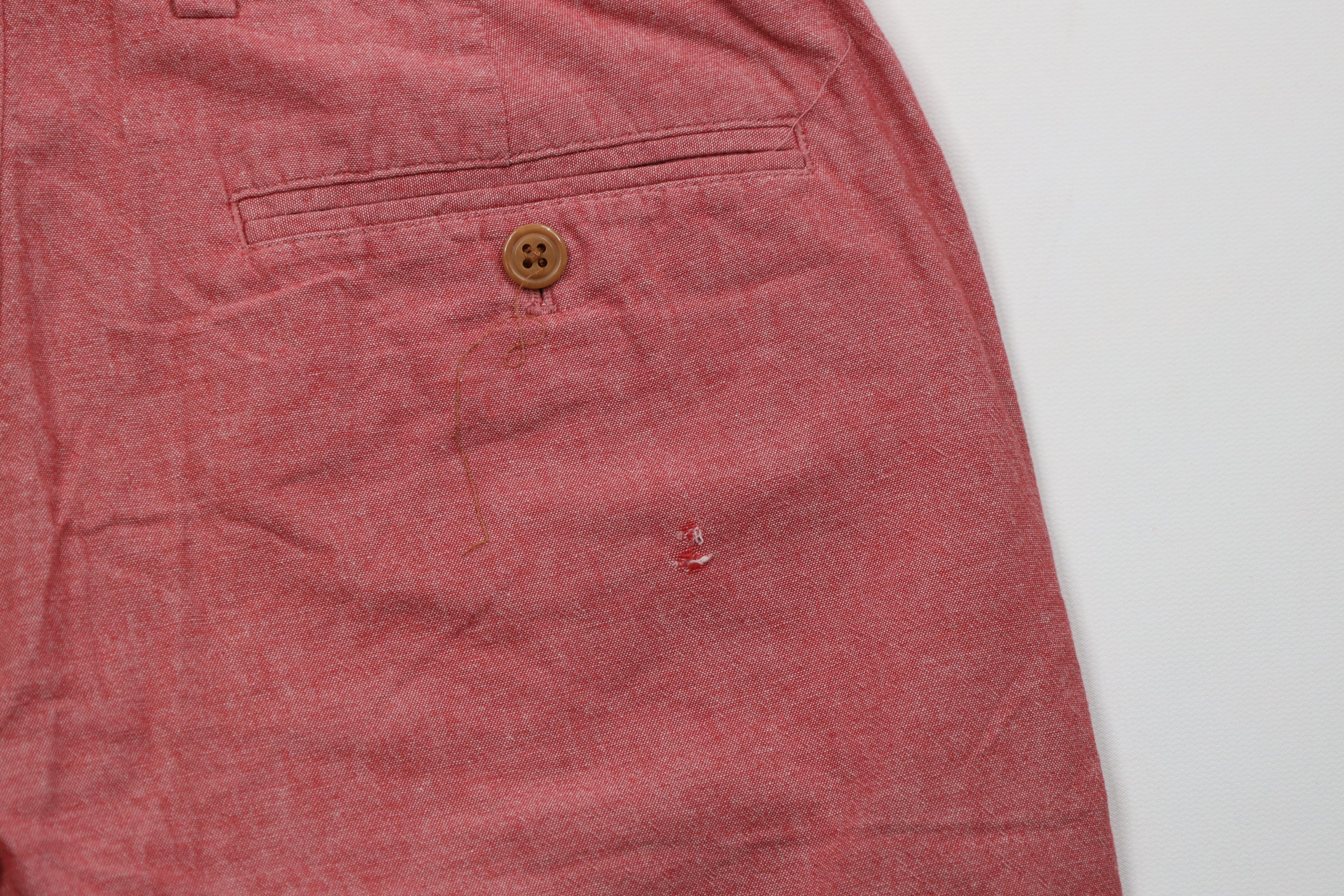 J.Crew J Crew Rivington Chambray Above Knee Chino Shorts Red Cotton Size US 31 - 9 Thumbnail