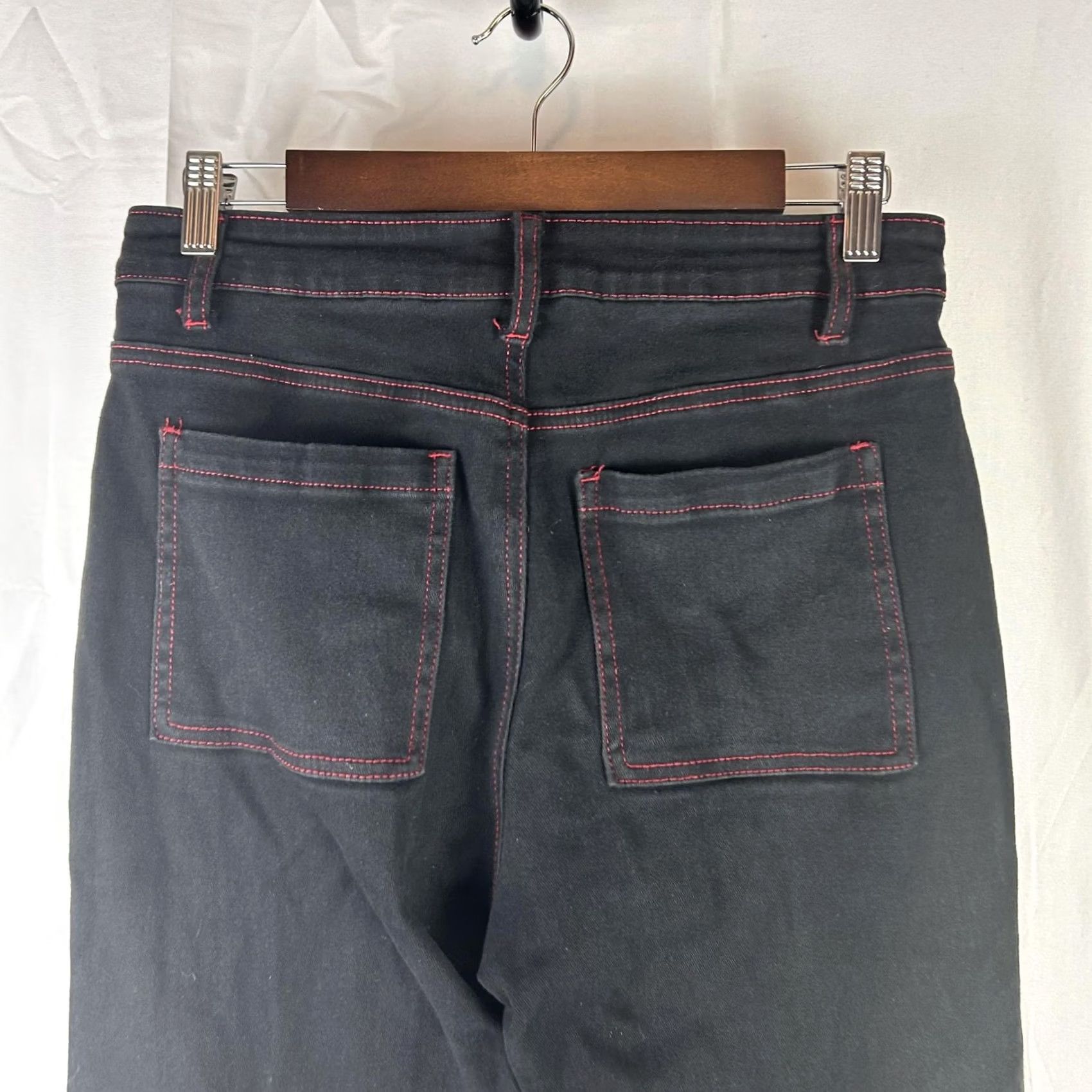 Hot Topic Hot Topic Jeans Womens Med 29x31 Black High Rise Wide Leg Cargo Star Punk Denim Size 32" / US 10 / IT 46 - 7 Thumbnail
