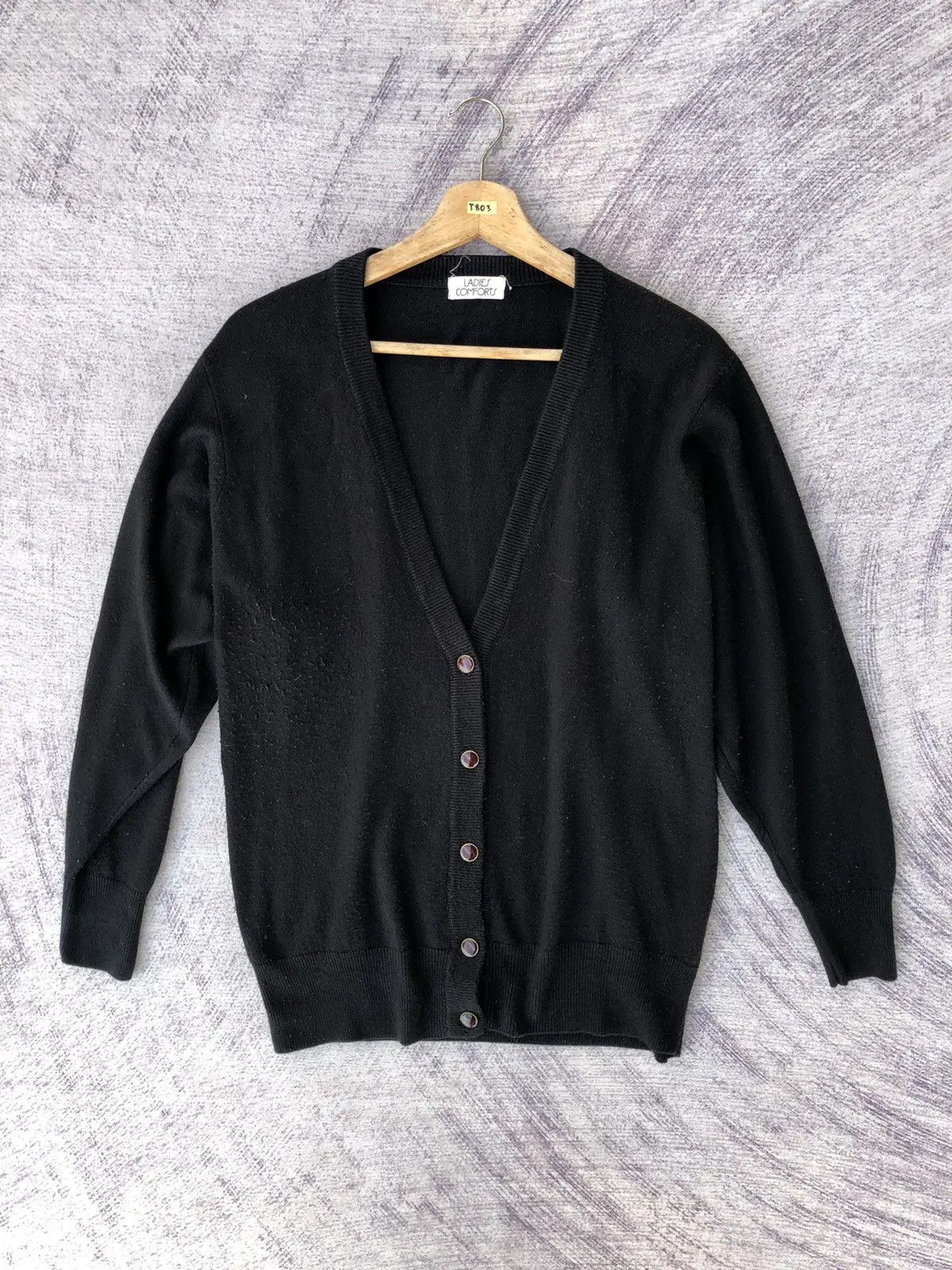 Other Black Cardigan V Neck Sweater Long Sleeve Pullover Size US L / EU 52-54 / 3 - 1 Thumbnail
