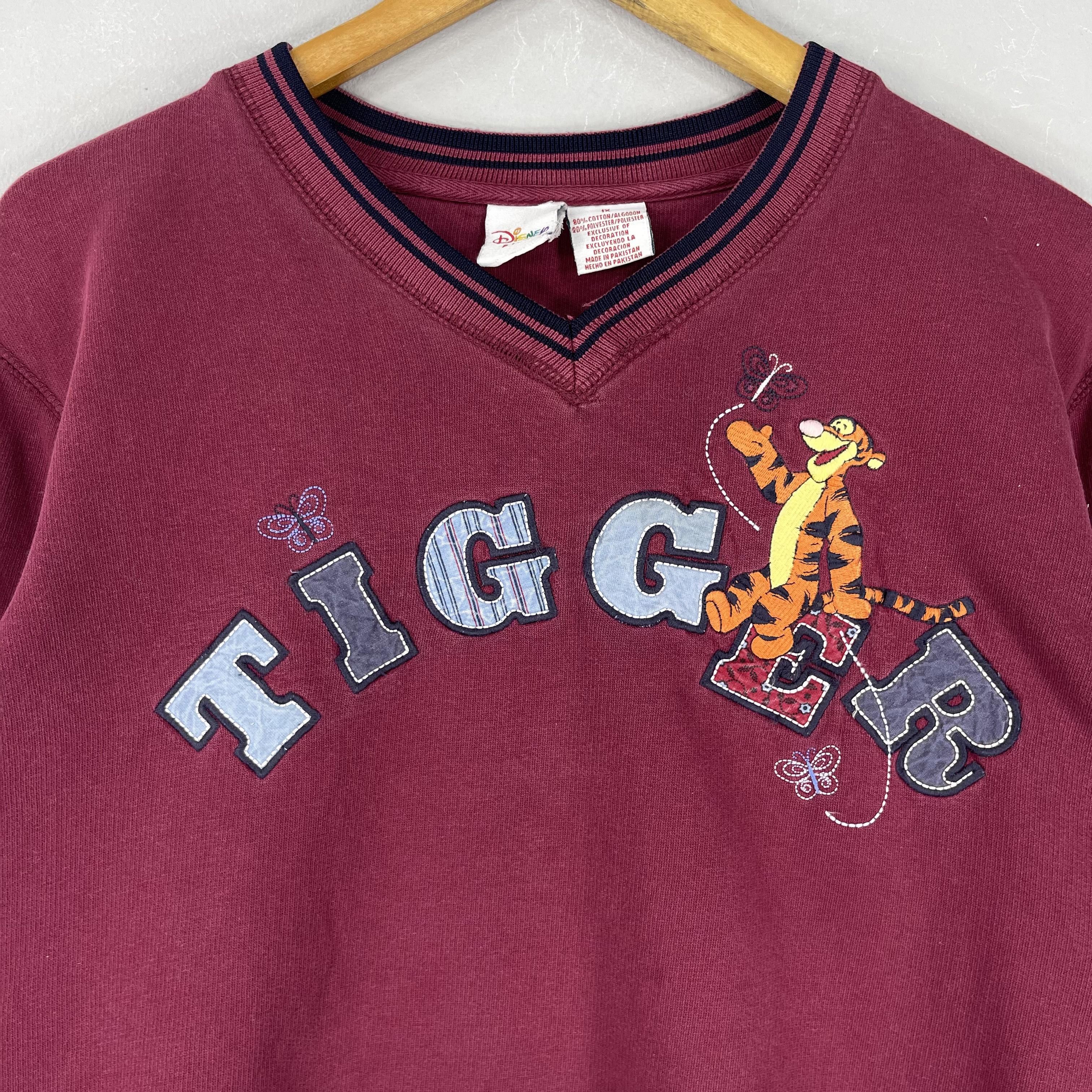 Disney Vintage TIGER Too Cartoon Embroidery Vneck Sweatshirt Size US XL / EU 56 / 4 - 2 Thumbnail