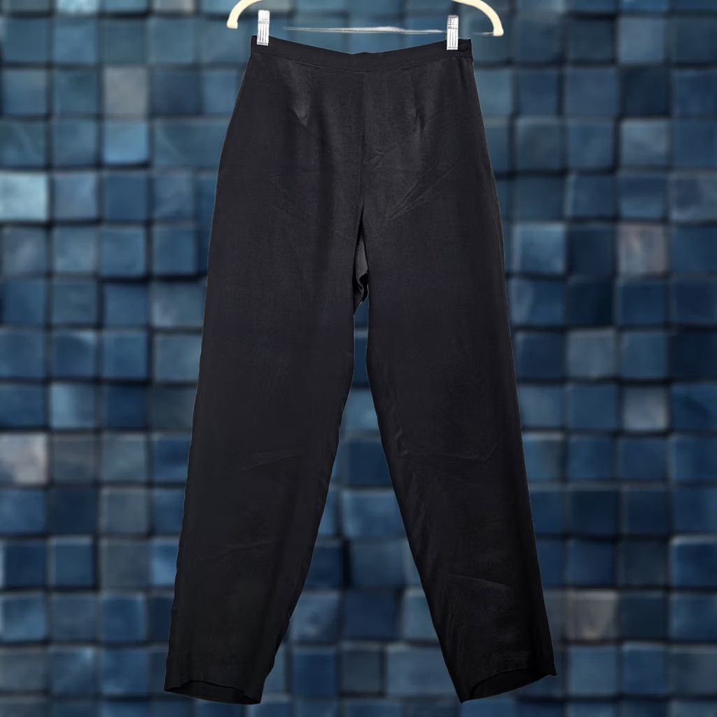 Vintage GANTOS Black 100% Silk Side Zipper Lining Pants Women's Size 8P Petite Size 30" / US 8 / IT 44 - 1 Thumbnail