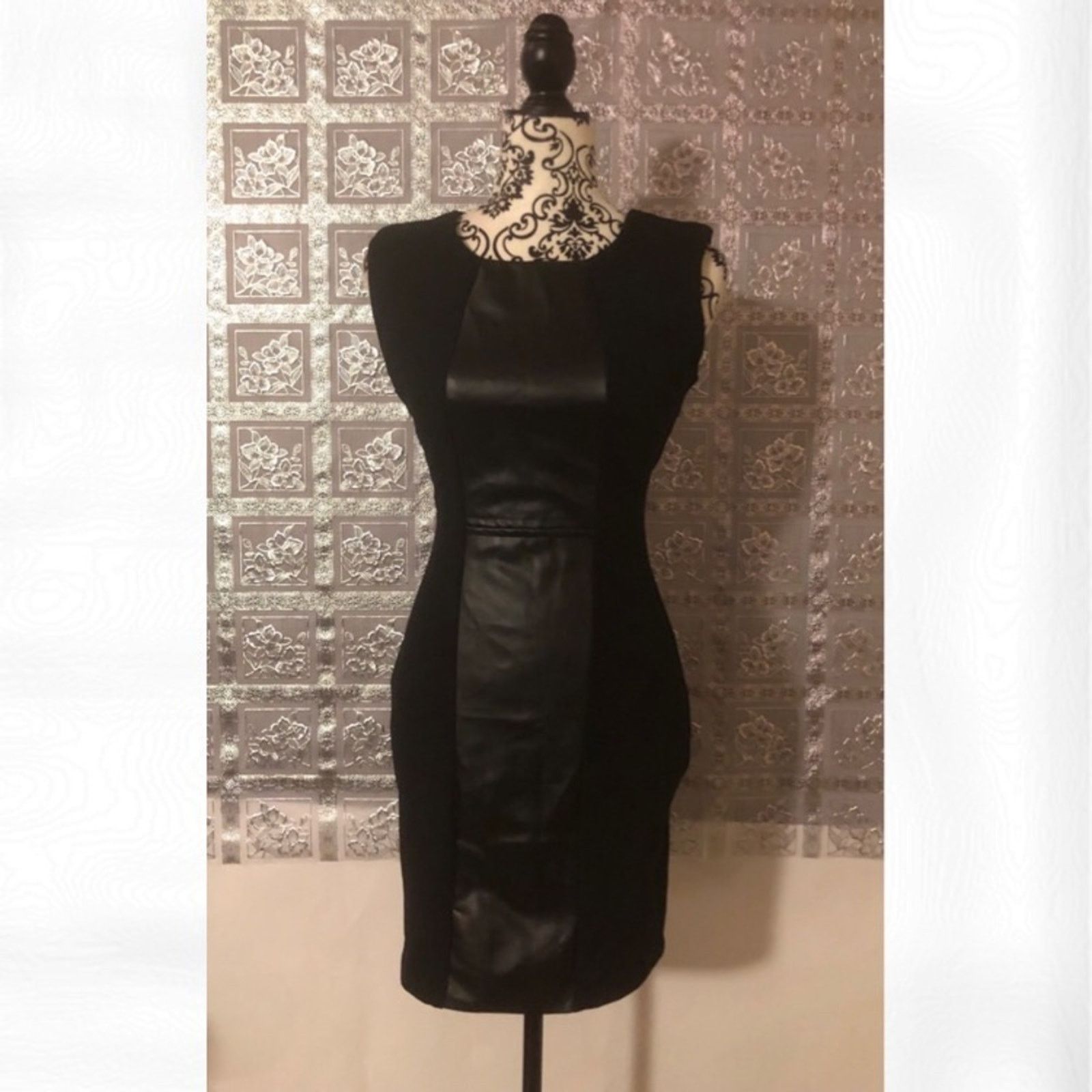 Other NWT Arden B Black Faux Leather Panel Dress Size XS / US 0-2 / IT 36-38 - 3 Thumbnail