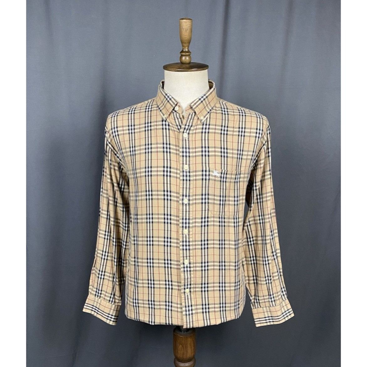 Burberry Burberry Nova Check Vintage Men's Beige Longsleeve Shirt Siz Size US XL / EU 56 / 4 - 1 Thumbnail