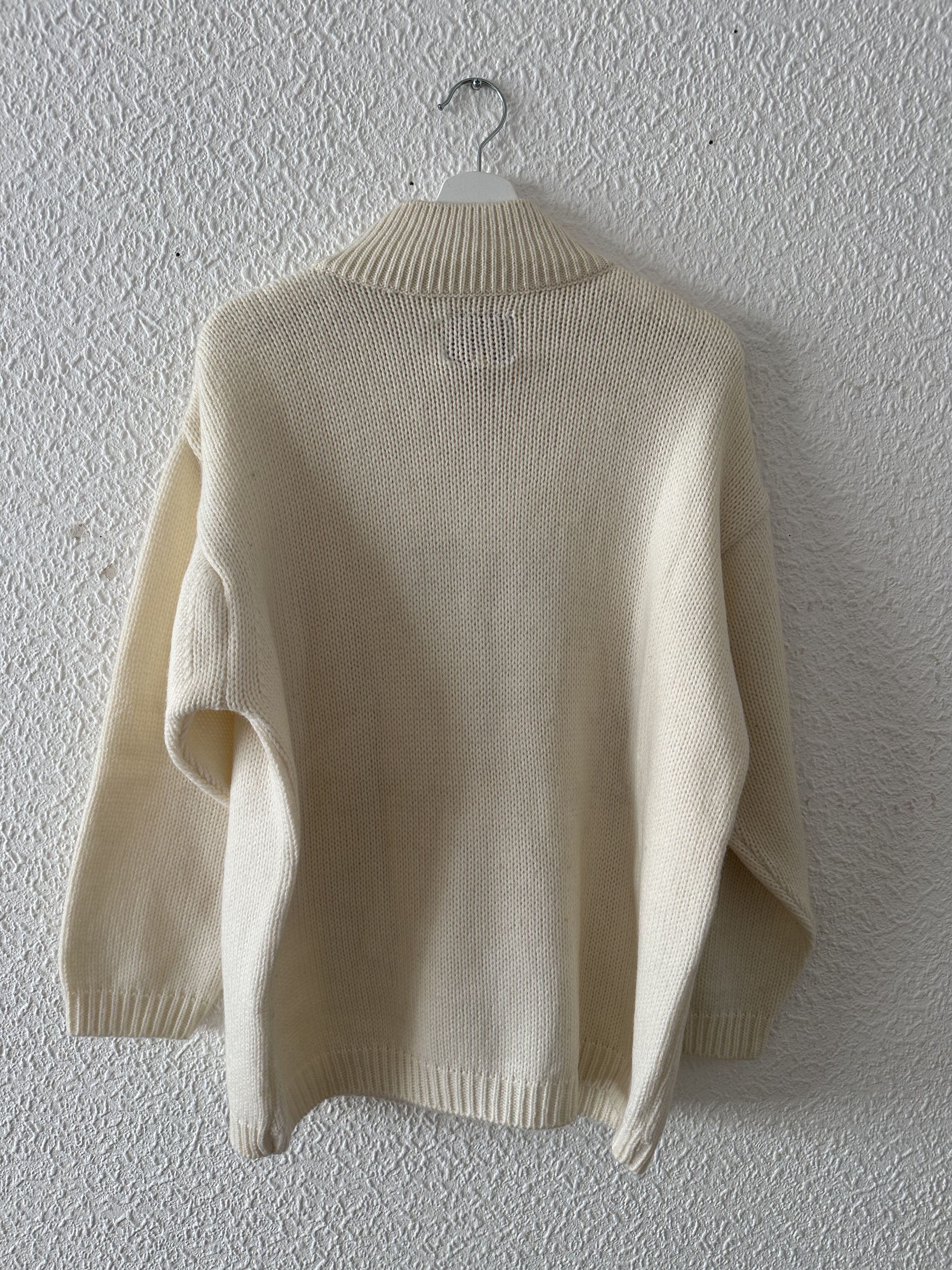 Walter Van Beirendonck 🧶 W&LT White Wool Knit Crewneck “W-UP” Face Print — Archive Size US L / EU 52-54 / 3 - 2 Thumbnail