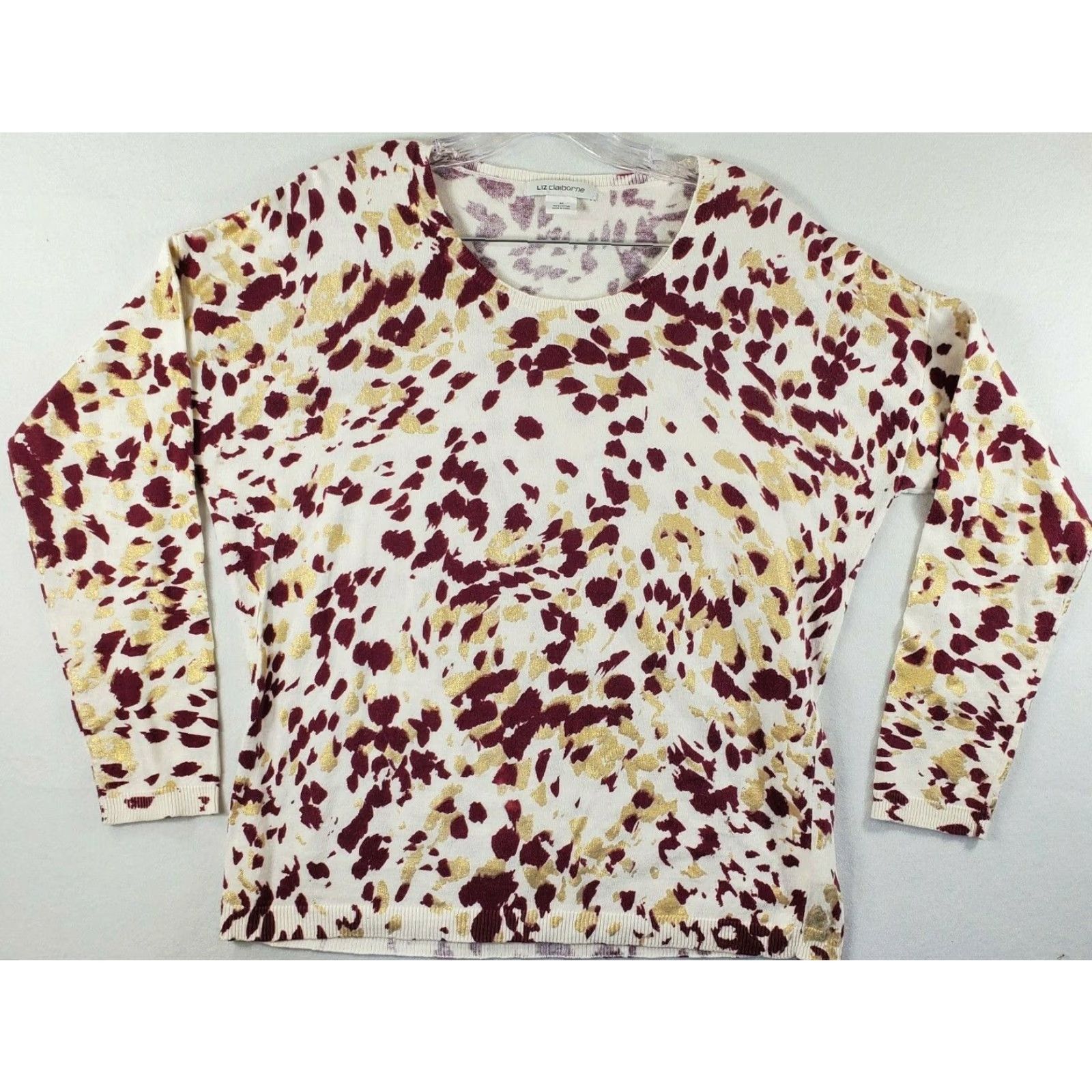 Liz Claiborne LIZ CLAIBORNE Shirt Womens Medium Long Sleeve 100% Cotton Boat Neck Size M / US 6-8 / IT 42-44 - 2 Thumbnail