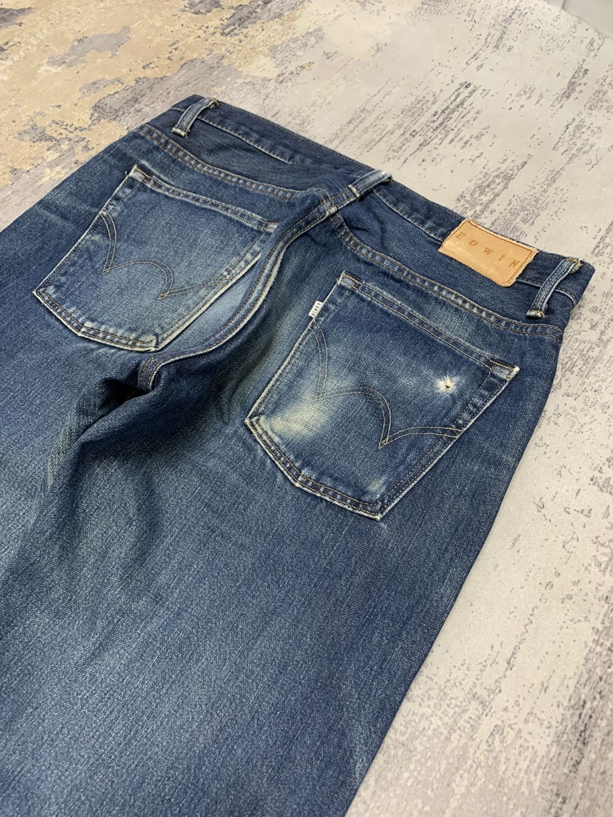 Japanese Brand Vintage Edwin Lot 503 Distressed Mud Wash Denim Jeans 32x28 Size US 32 / EU 48 - 15 Thumbnail