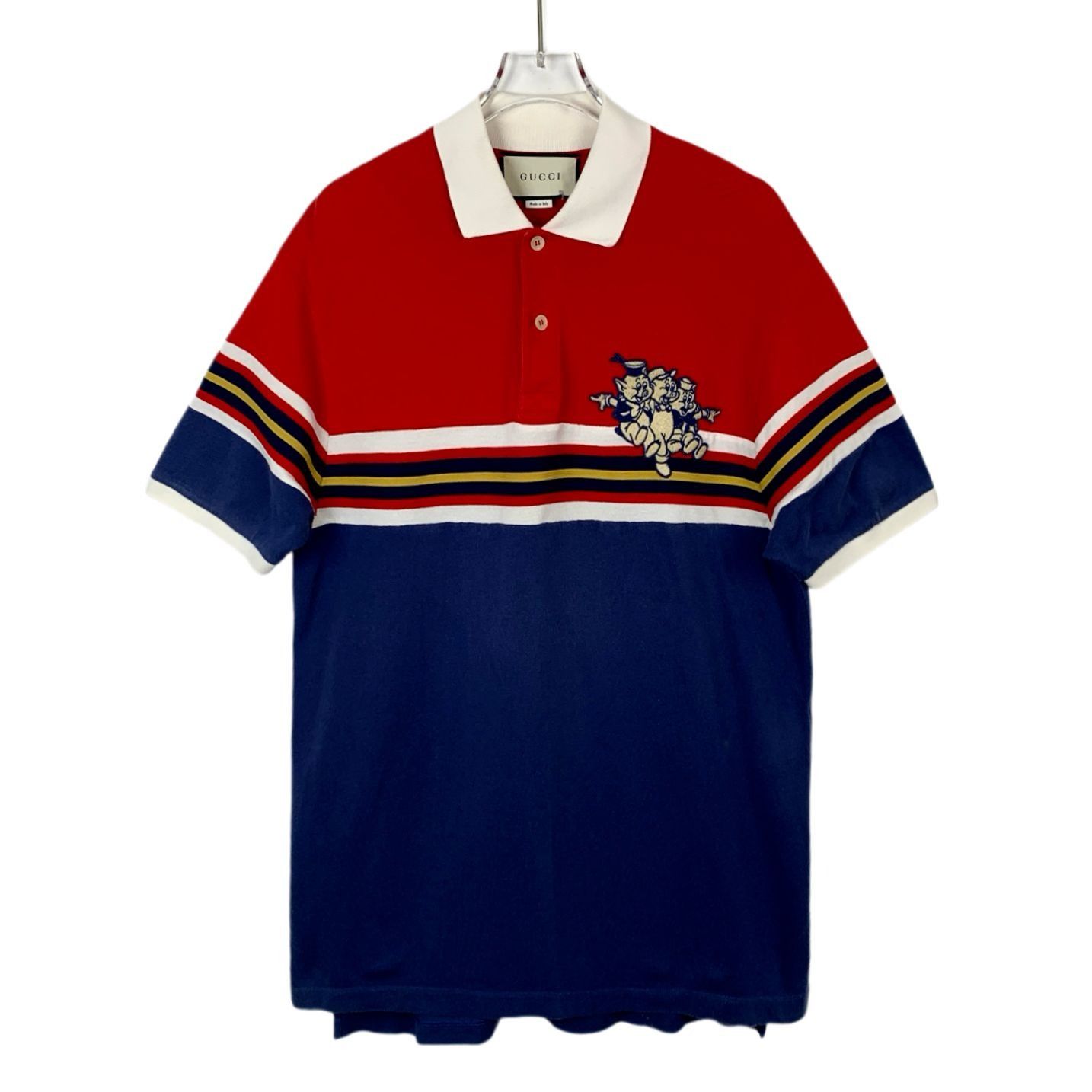 Gucci GUCCI Made In Italy Red & Navy Cotton Polo Shirt With Embroi Size US S / EU 44-46 / 1 - 1 Thumbnail