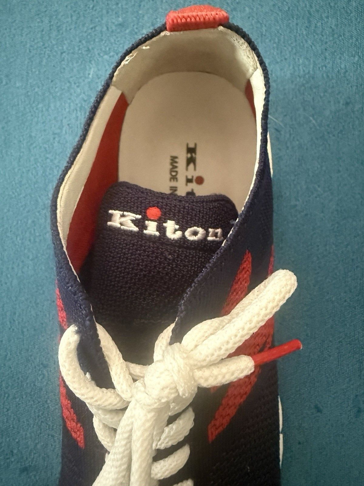 Kiton Knit Sneakers With Logo Blue Red Size 7 EU Size 8 US Size US 8 / EU 41 - 9 Thumbnail