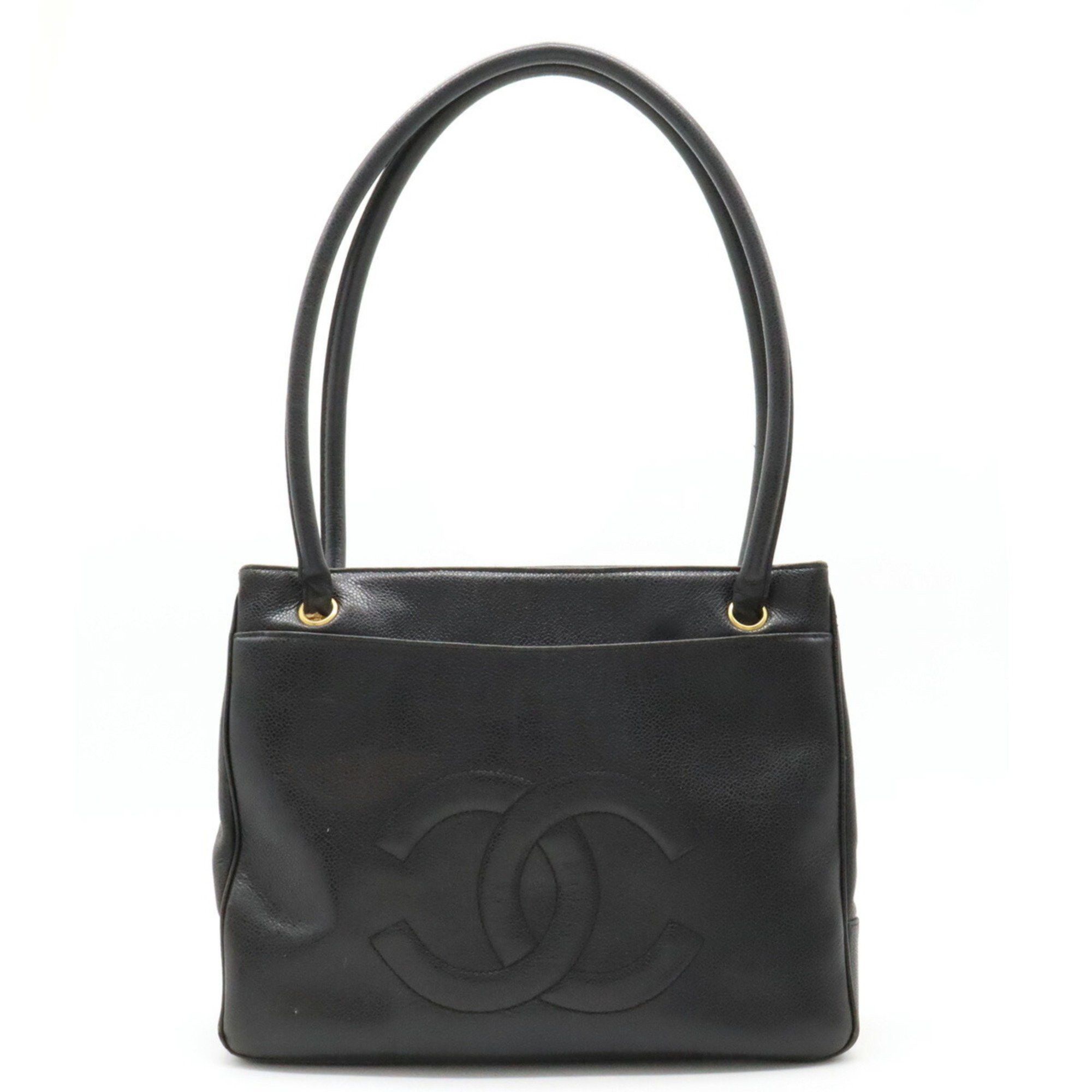 image of Chanel Cocomark Tote Bag Shoulder Caviar Skin Leather Black, Women's
