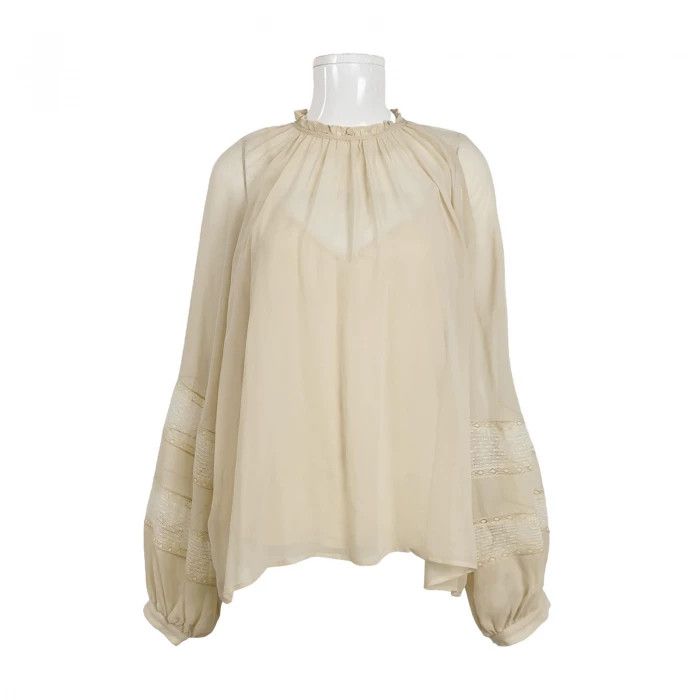 Max Mara Maxmara Studio Silk Solid Round Neck Top Size XL / US 12-14 / IT 48-50 - 1 Thumbnail