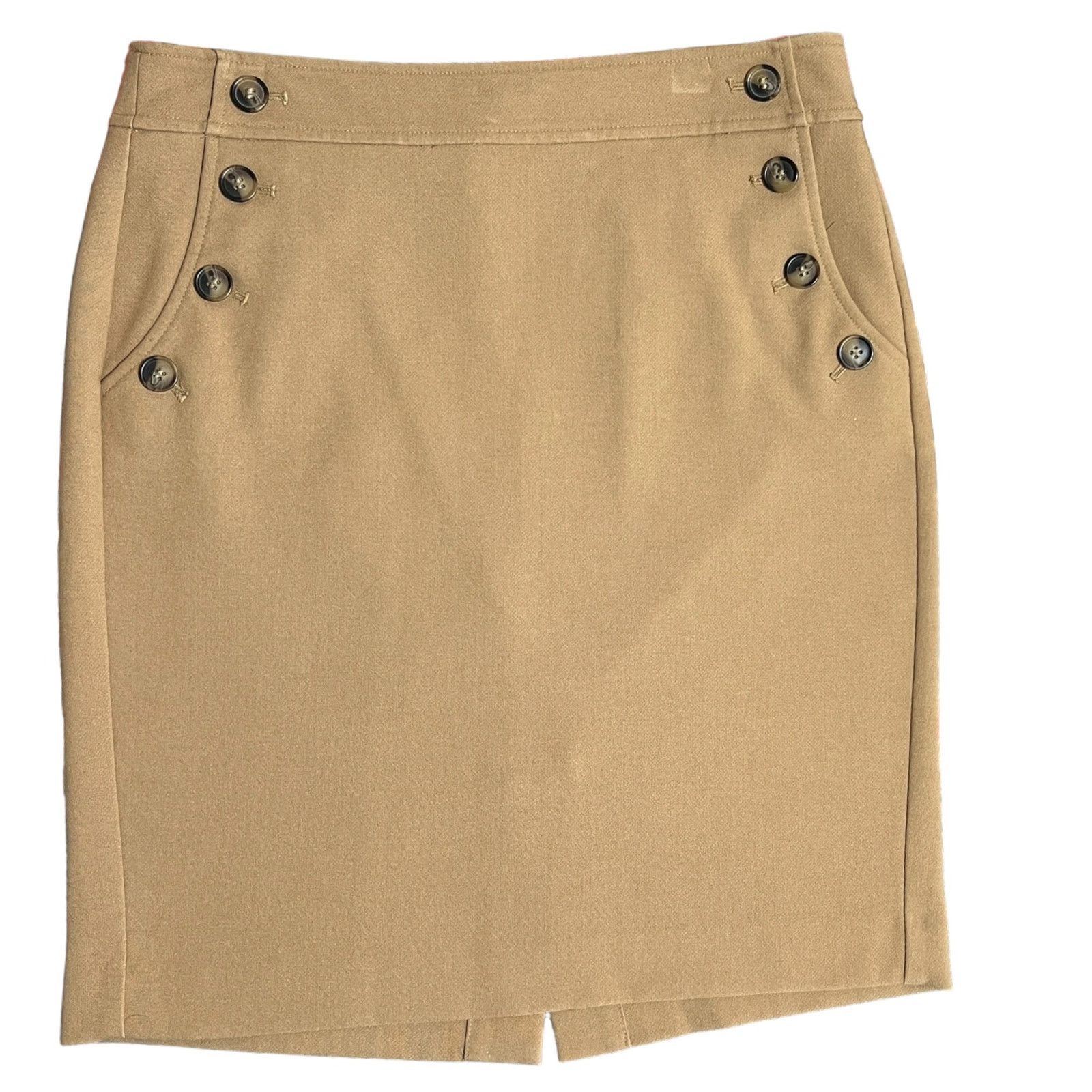 Loft Button Work Pocket Zipper Closure Back Slit A-Line Skirt Size 30" / US 8 / IT 44 - 6 Thumbnail