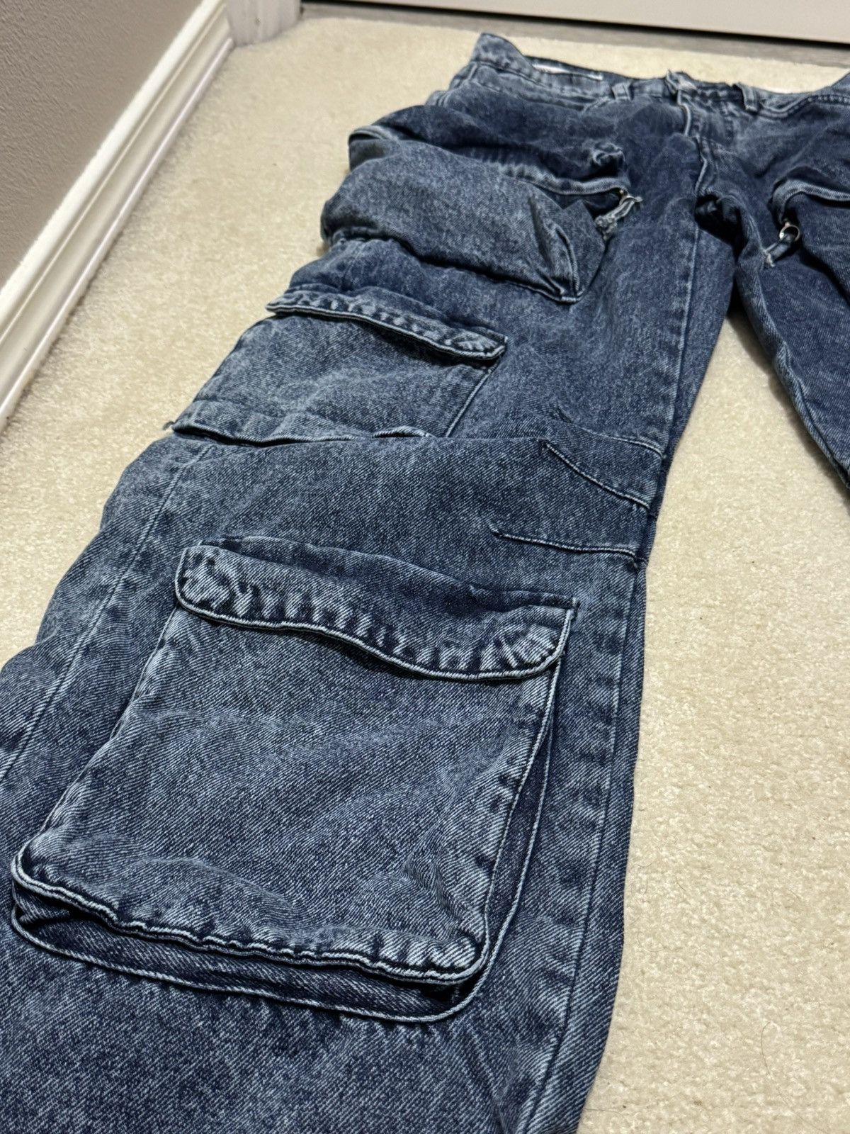Zara Baggy Cargo Pocket Jeans Size US 31 - 2 Thumbnail