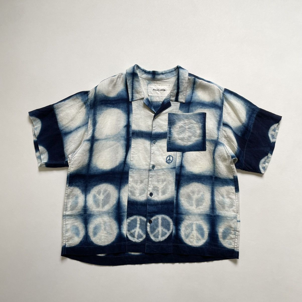 Story Mfg. Blue/White ‘Peace Tie Dye’ Print Shirt Size US M / EU 48-50 / 2 - 18 Thumbnail