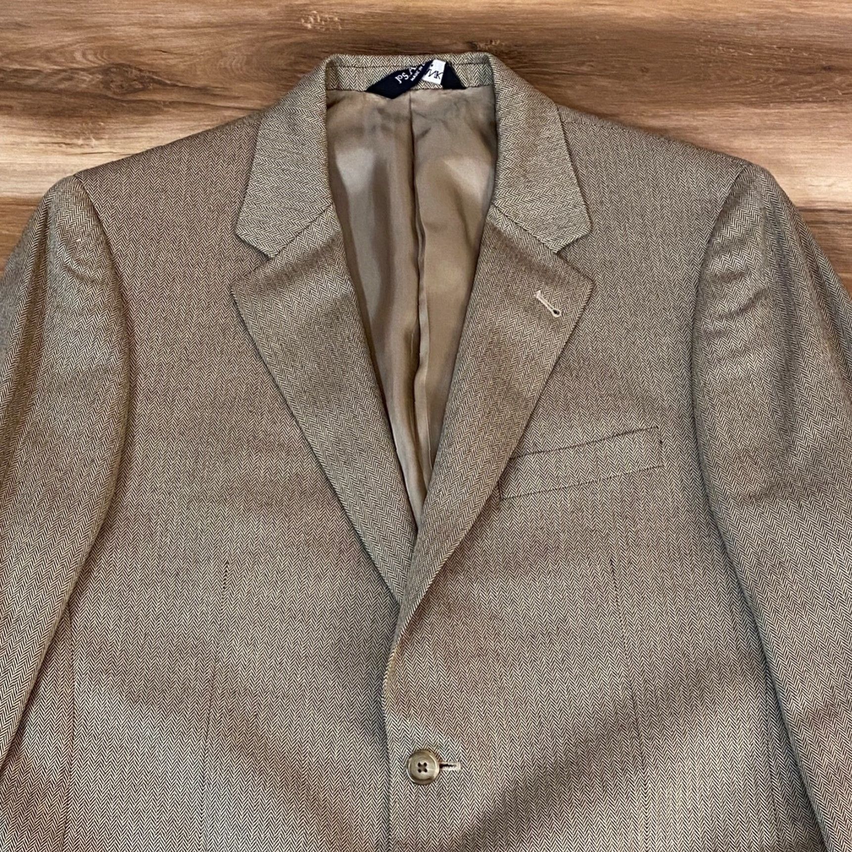 Jos. A. Bank Jos A Bank Blazer Mens 40R Camel Hair Silk Beige Brown Herringbone Sport Coat Size 40R - 2 Thumbnail