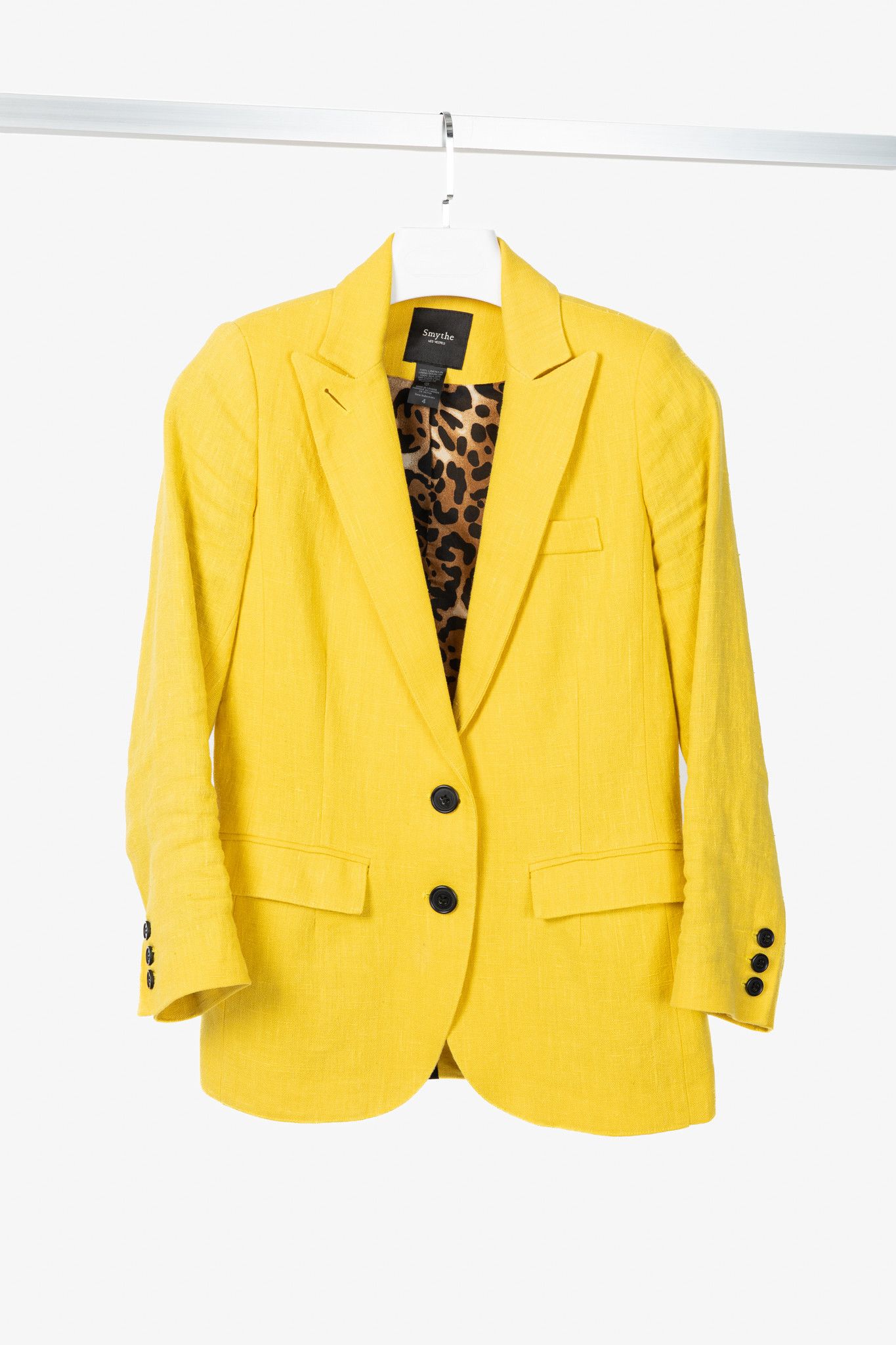 SMYTHE Smythe Boy Linen Leopard-Lining Single-Breasted Blazer Size S / US 4 / IT 40 - 1 Thumbnail