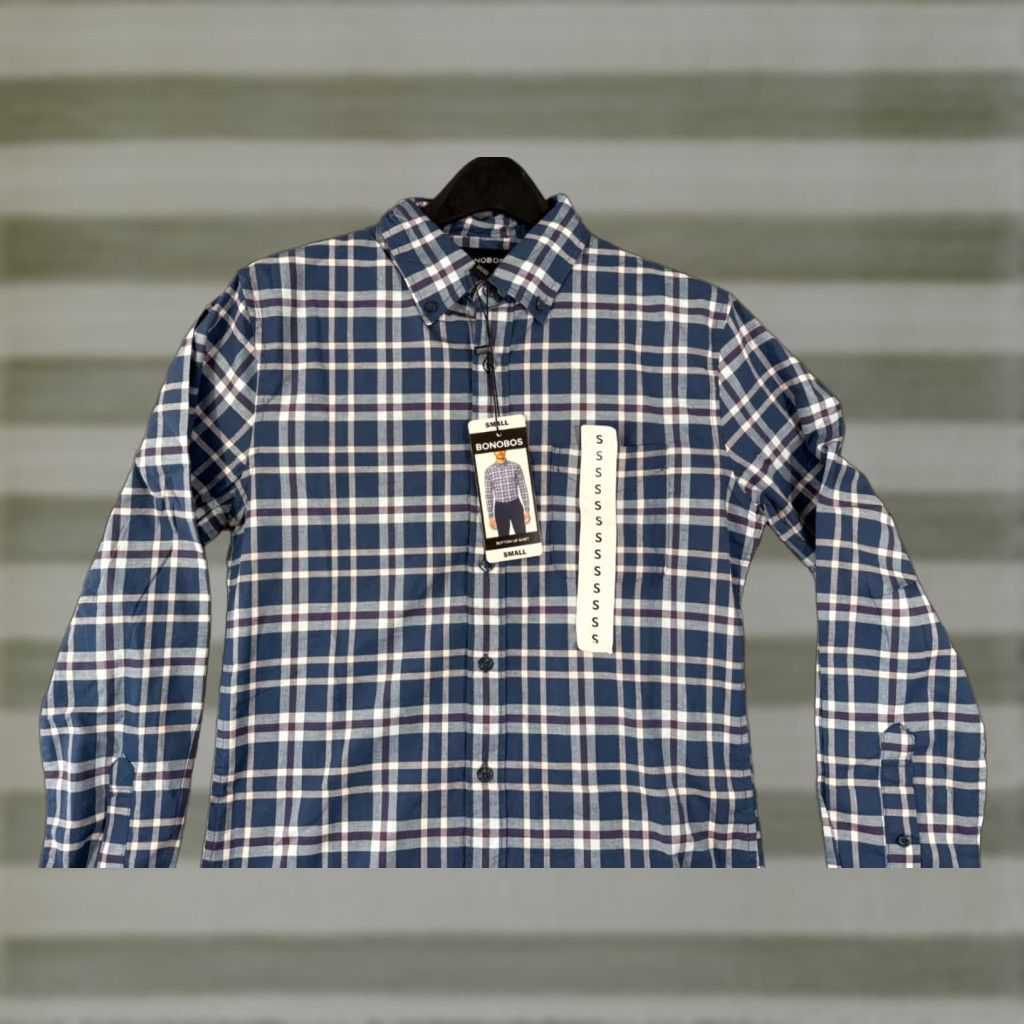 Bonobos Bonobos Button-Up Shirt Mens Small Blue White Plaid Stretch Long Sleeve NWT Size US S / EU 44-46 / 1 - 1 Thumbnail