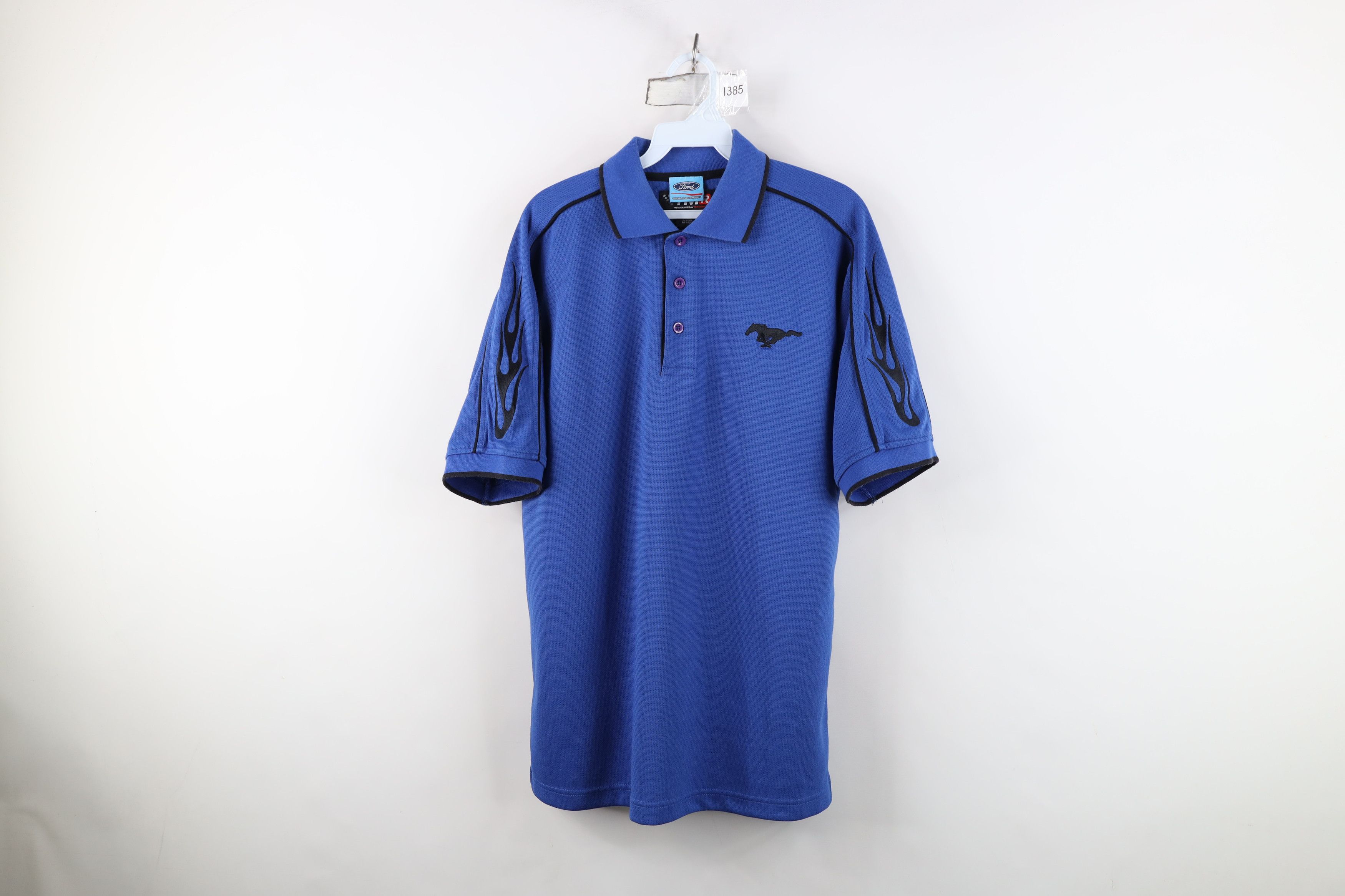 Vintage Vintage Ford Motor Co Mustang Racing Fire Flames Polo Shirt Size US M / EU 48-50 / 2 - 1 Thumbnail