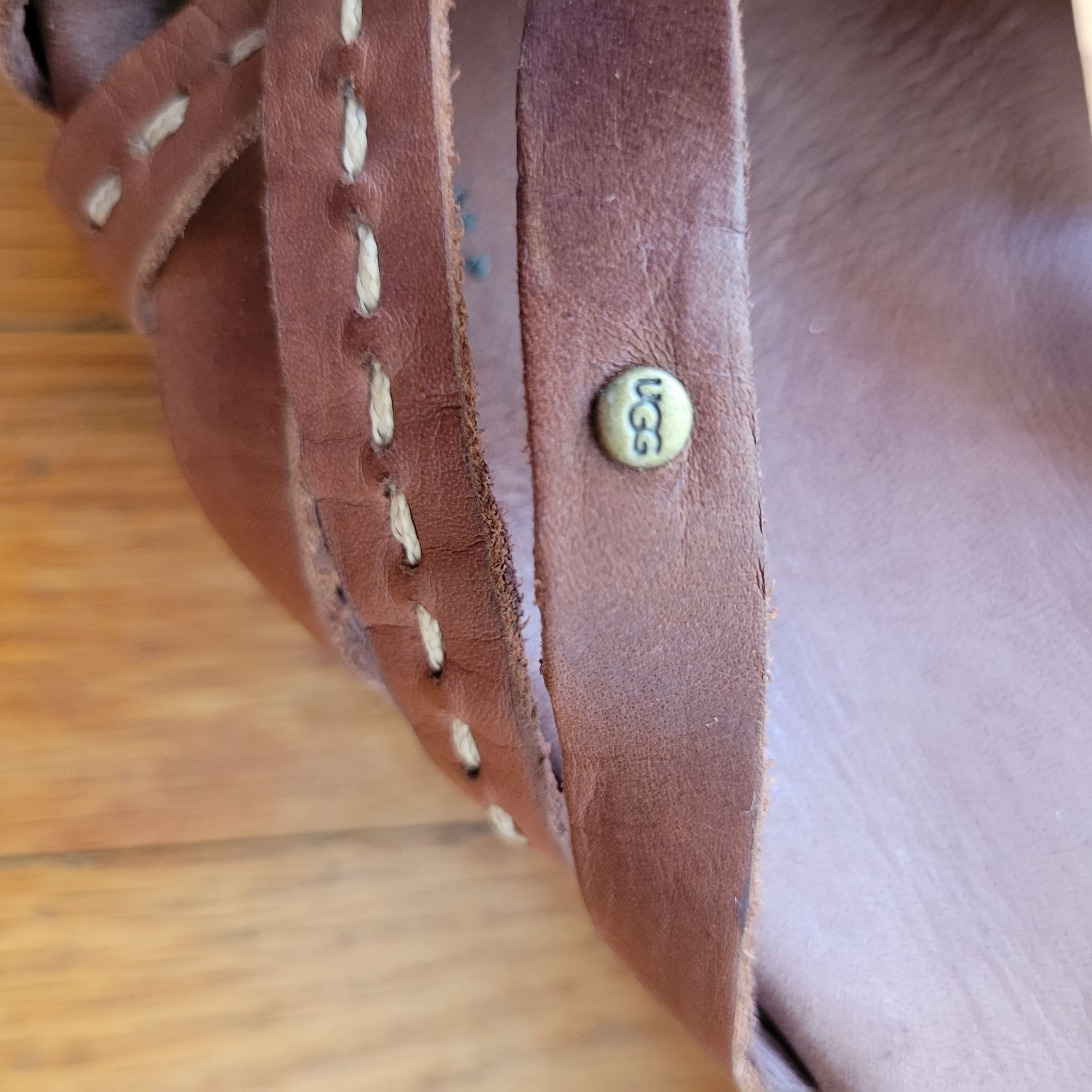 Ugg UGG 11 Brown Leather Espadrille Wedge Sandals Open Toe 10004 Size US 11 / IT 41 - 9 Thumbnail