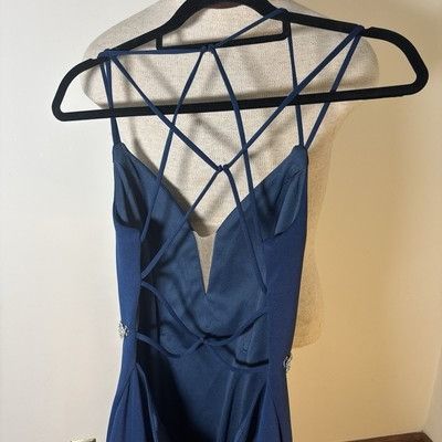 Other PROM/PAGEANT/FORMAL DRESS/GOWN Fits XS-S Navy Blue Train Size XS / US 0-2 / IT 36-38 - 14 Thumbnail