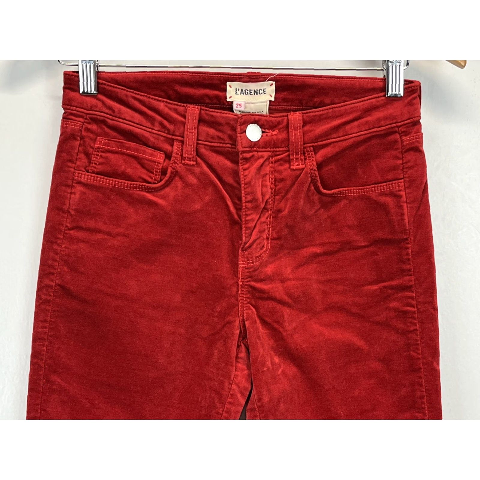 L'AGENCE L’Agence Red Velvet Pants Sz 25 Womens 5 Pocket Jeans Skinny Size 42" / US 20 - 3 Thumbnail