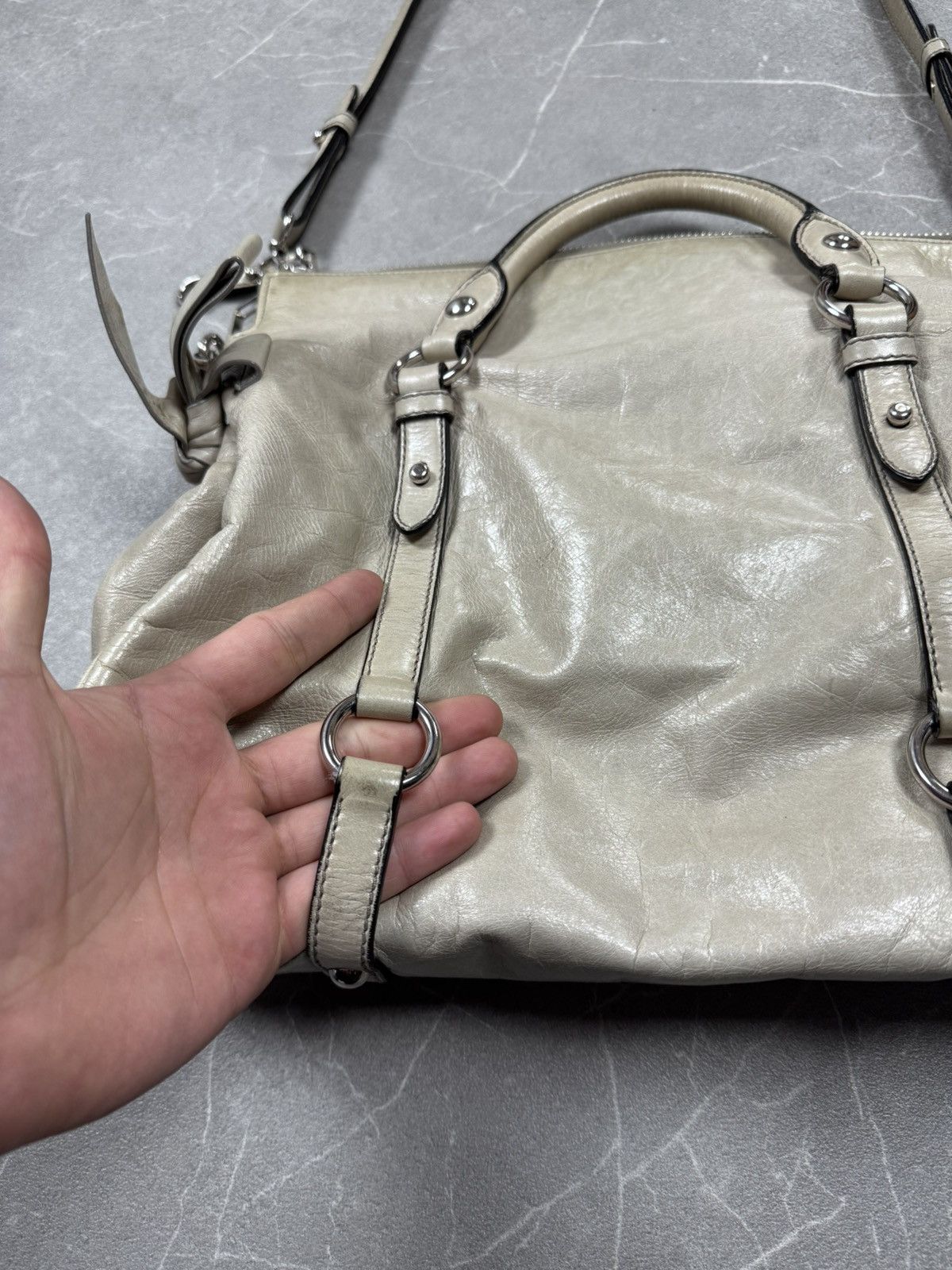 Miu Miu Miu Miu Beige Vitello Schleife Leder Handtasche Satchel Tote Size ONE SIZE - 9 Thumbnail
