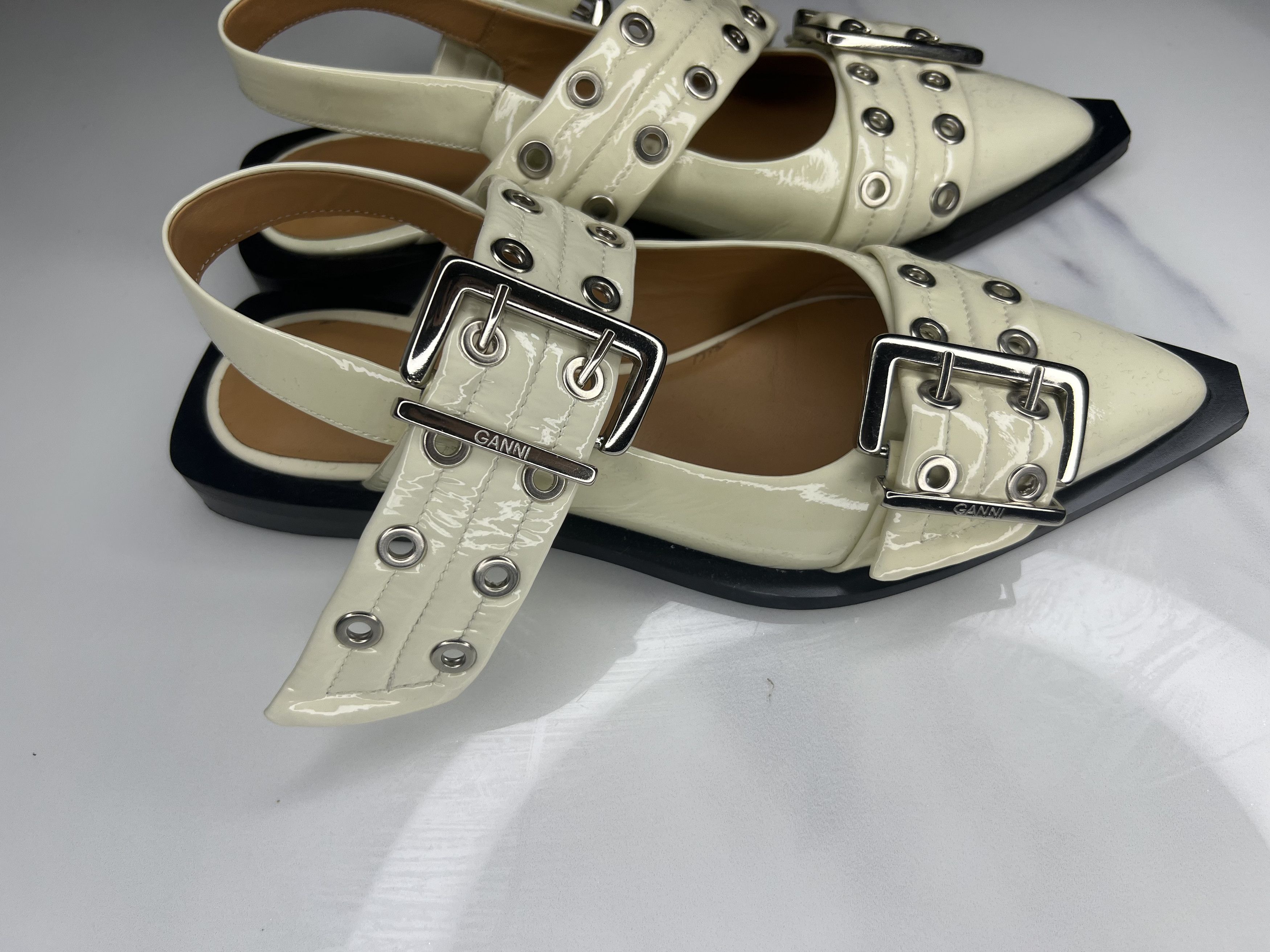 Ganni Wide Welt Buckle Ballerinas Flats Size US 6 / IT 36 - 6 Thumbnail
