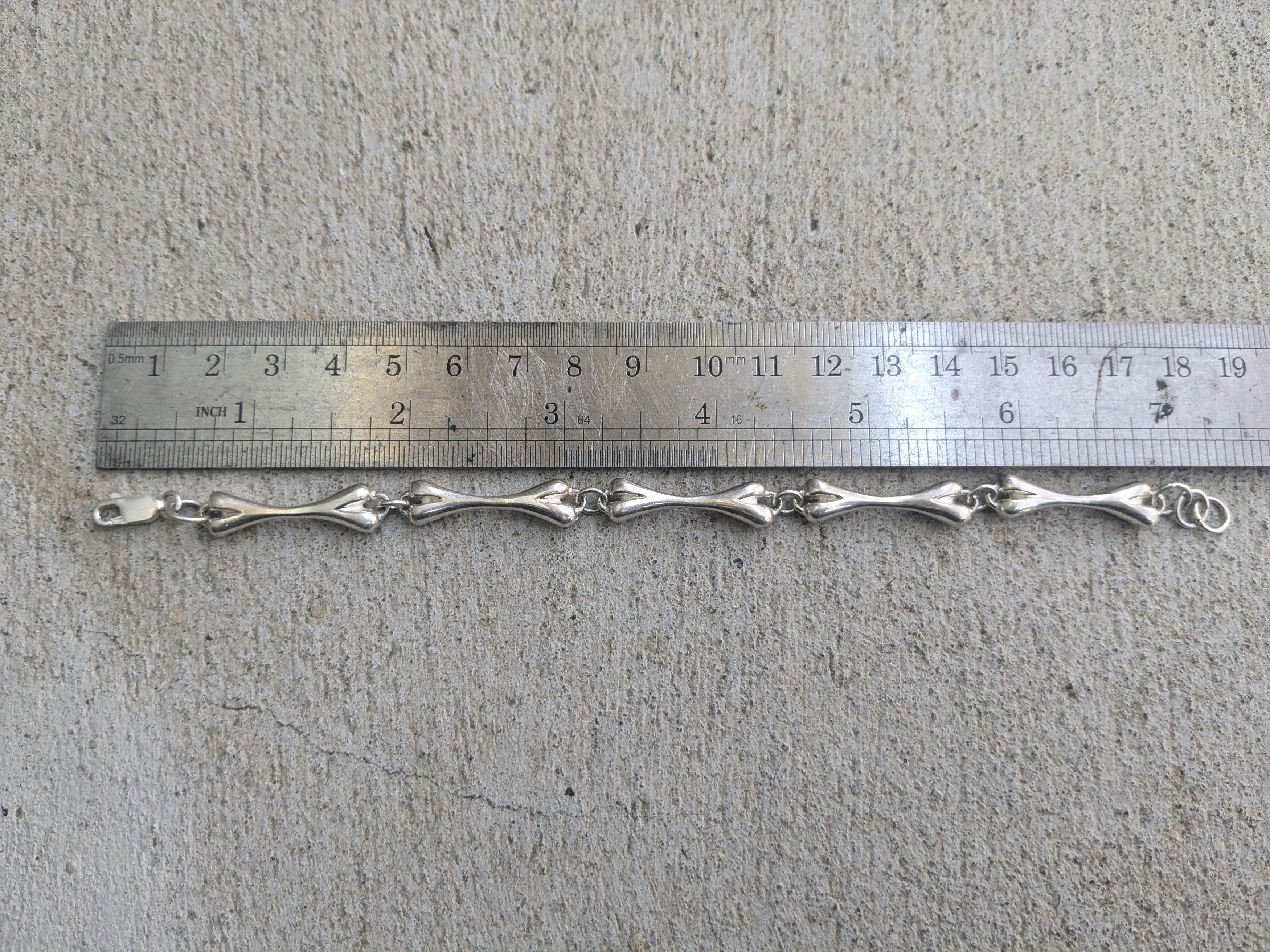 Sterling Silver Vintage Sterling Silver Bracelet Bone Skeleton 7.25" Size ONE SIZE - 12 Thumbnail