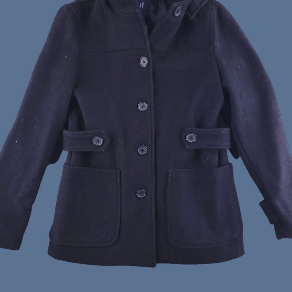 Gap Gap Coat Womens Small Wool Black Hood Overcoat pea Coat - Overcoat - Hooded - Wool - Black - Gap - Womens - Small - Coat Size S / US 4 / IT 40 - 1 Thumbnail