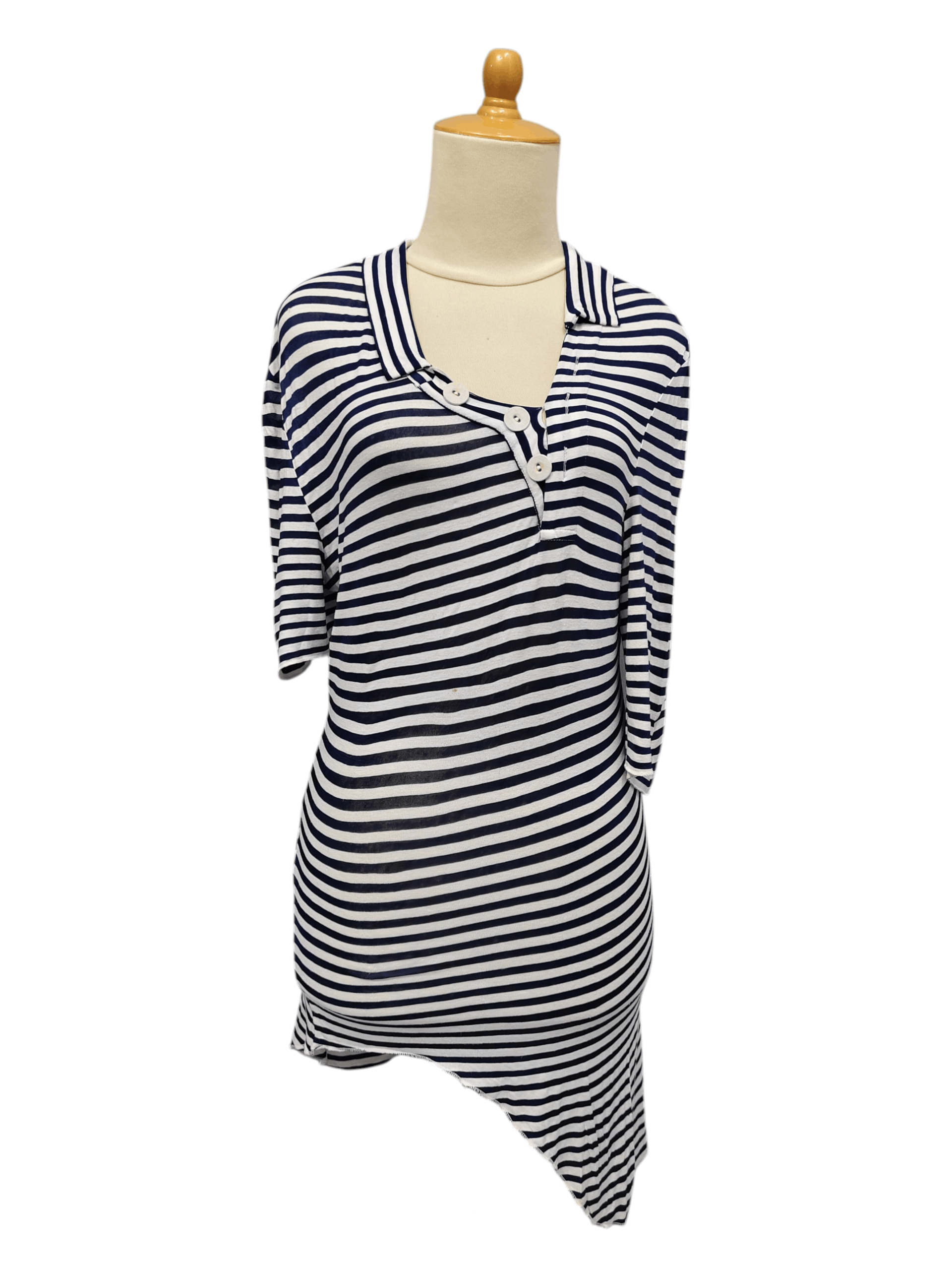 V.W Anglomania-Casual Punk Minimalist Asymmetric Striped Top