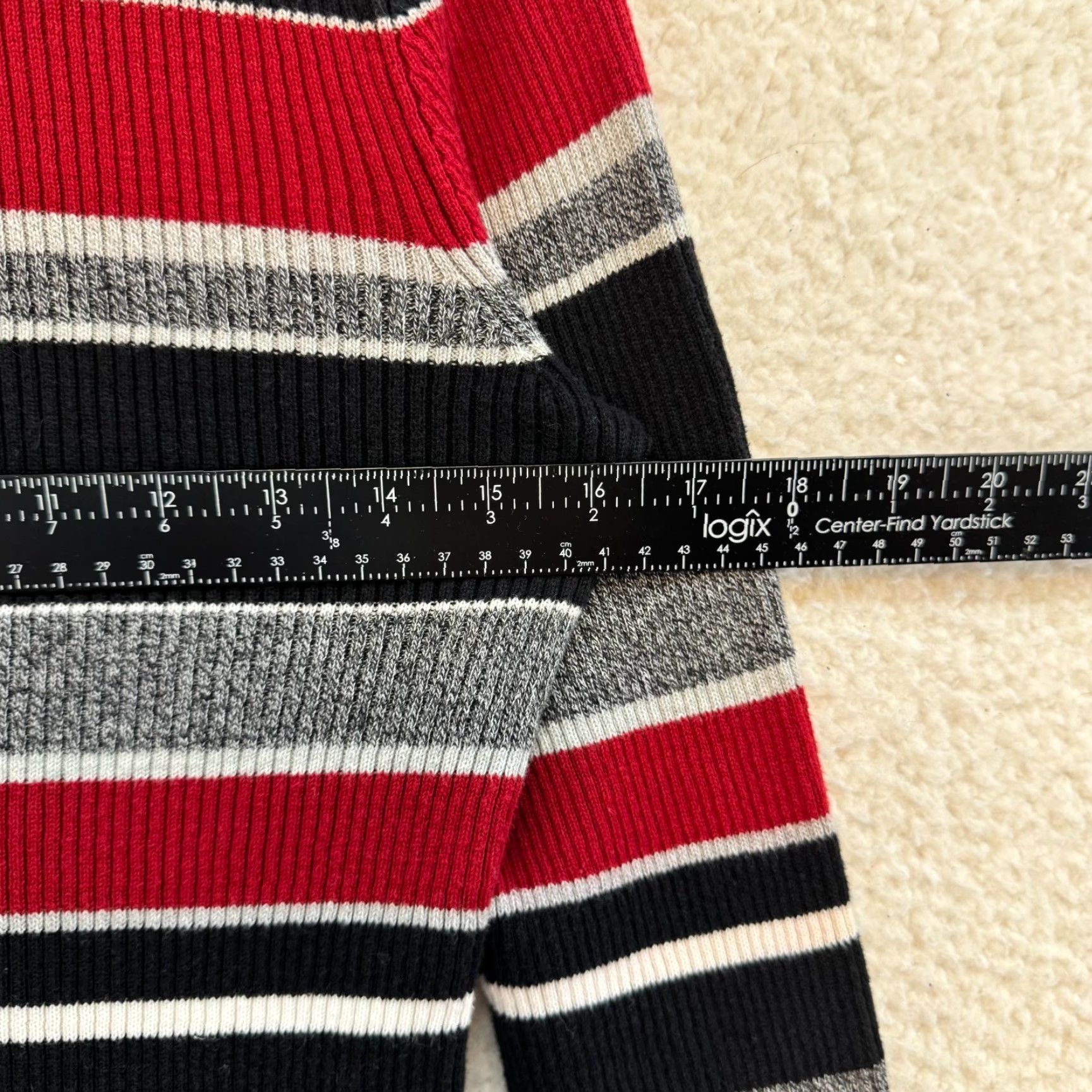 Liz Claiborne Y2K Vintage Striped Turtleneck Sweater Red Rib Knit Grunge Long Sleeve Liz Claiborne XS/S Women’s S Size S / US 4 / IT 40 - 4 Thumbnail