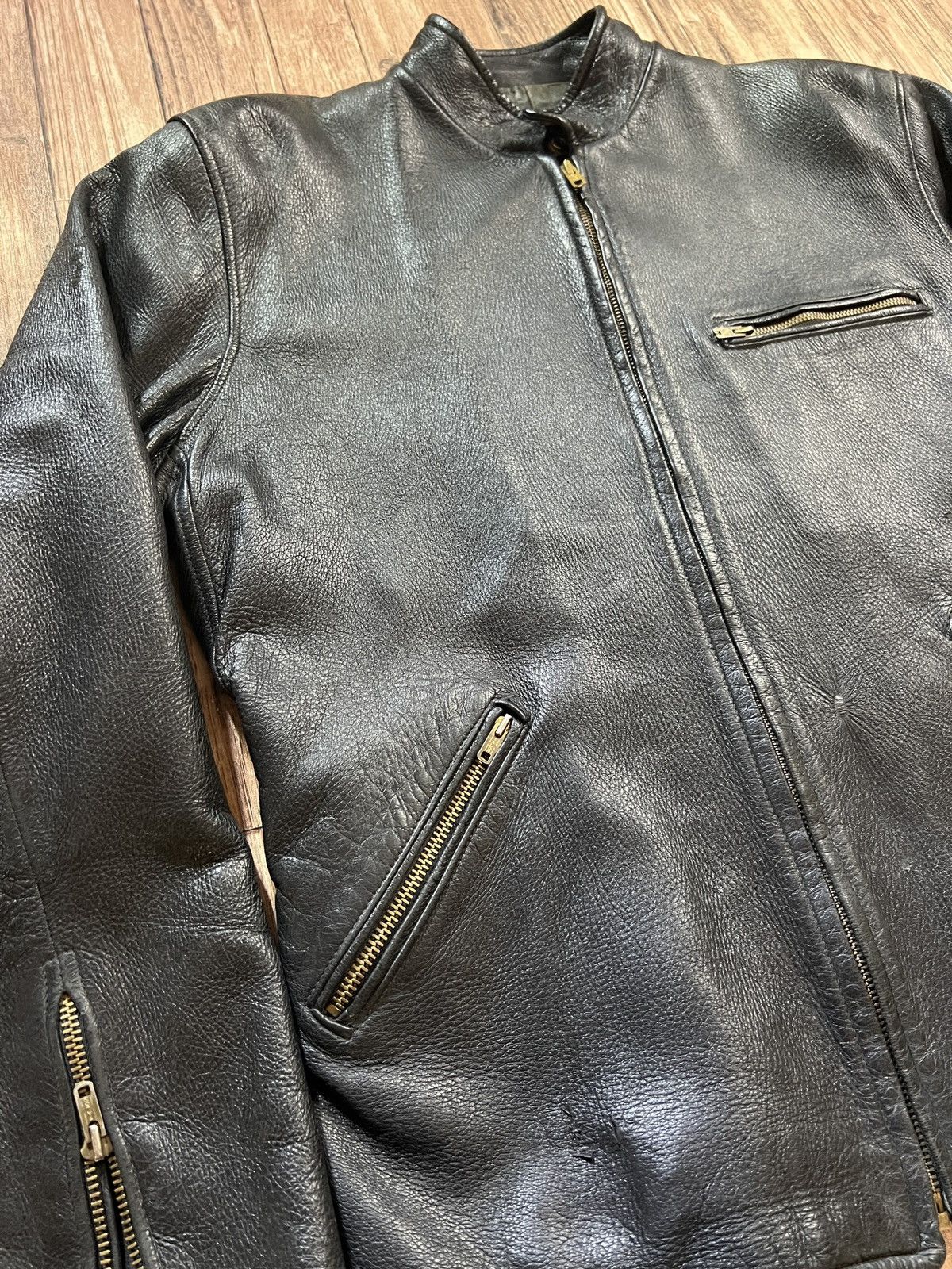Vintage Deerskin Cafe Racer Black Motorcycle Jacket Size US L / EU 52-54 / 3 - 2 Thumbnail