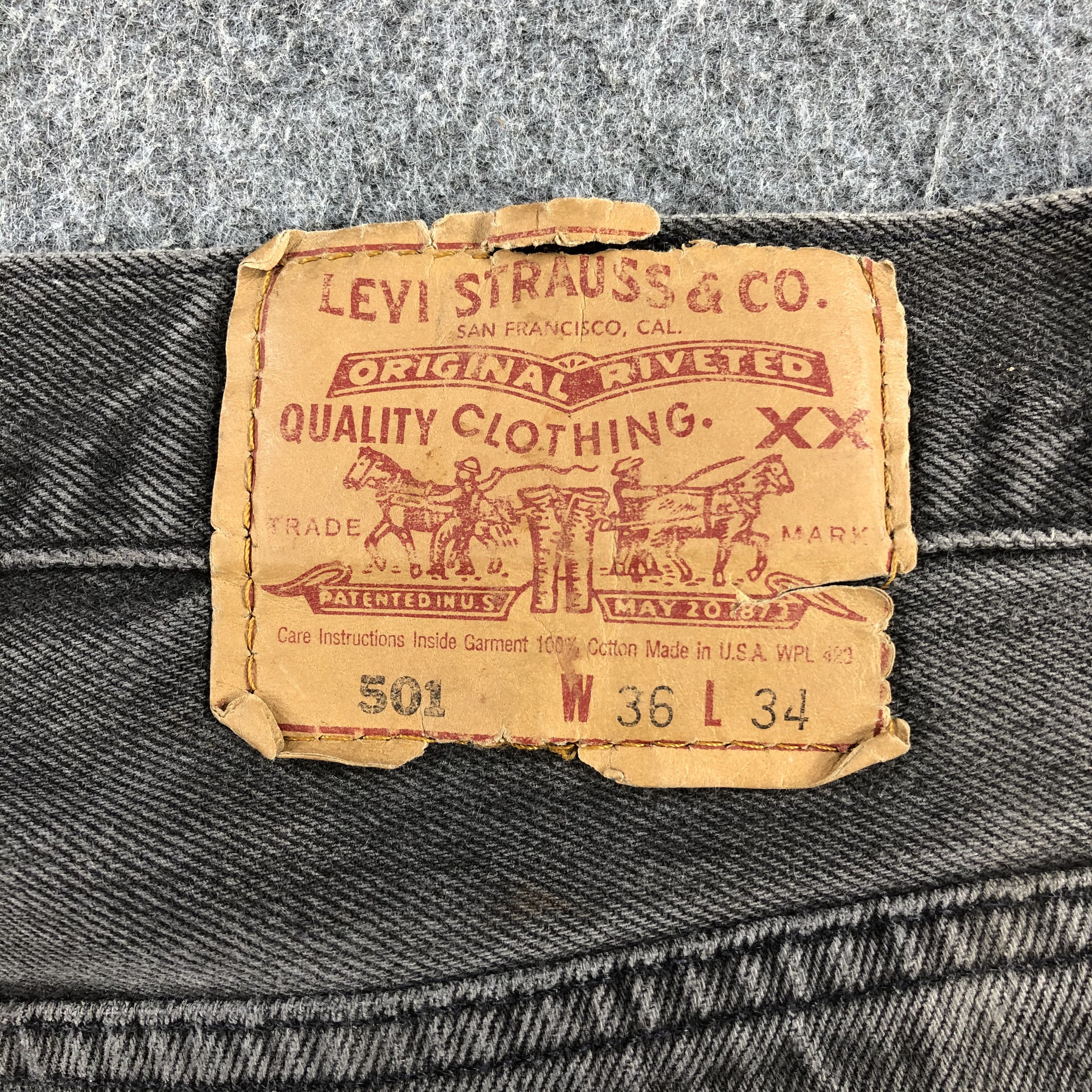 Levi's 90s Vintage Faded Black Levis 501 Jeans-J1448 Size US 34 / EU 50 - 5 Thumbnail