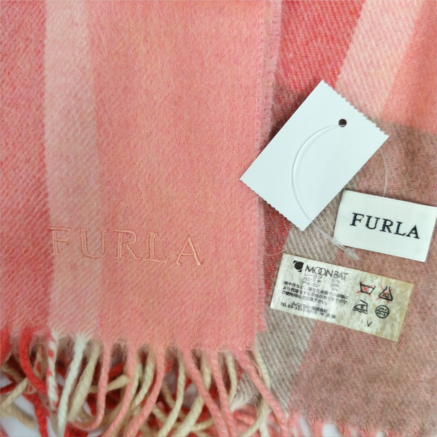 Furla Vintage Furla Cashmere Scarf Checked Muffler Winter Scarves Size ONE SIZE - 3 Thumbnail