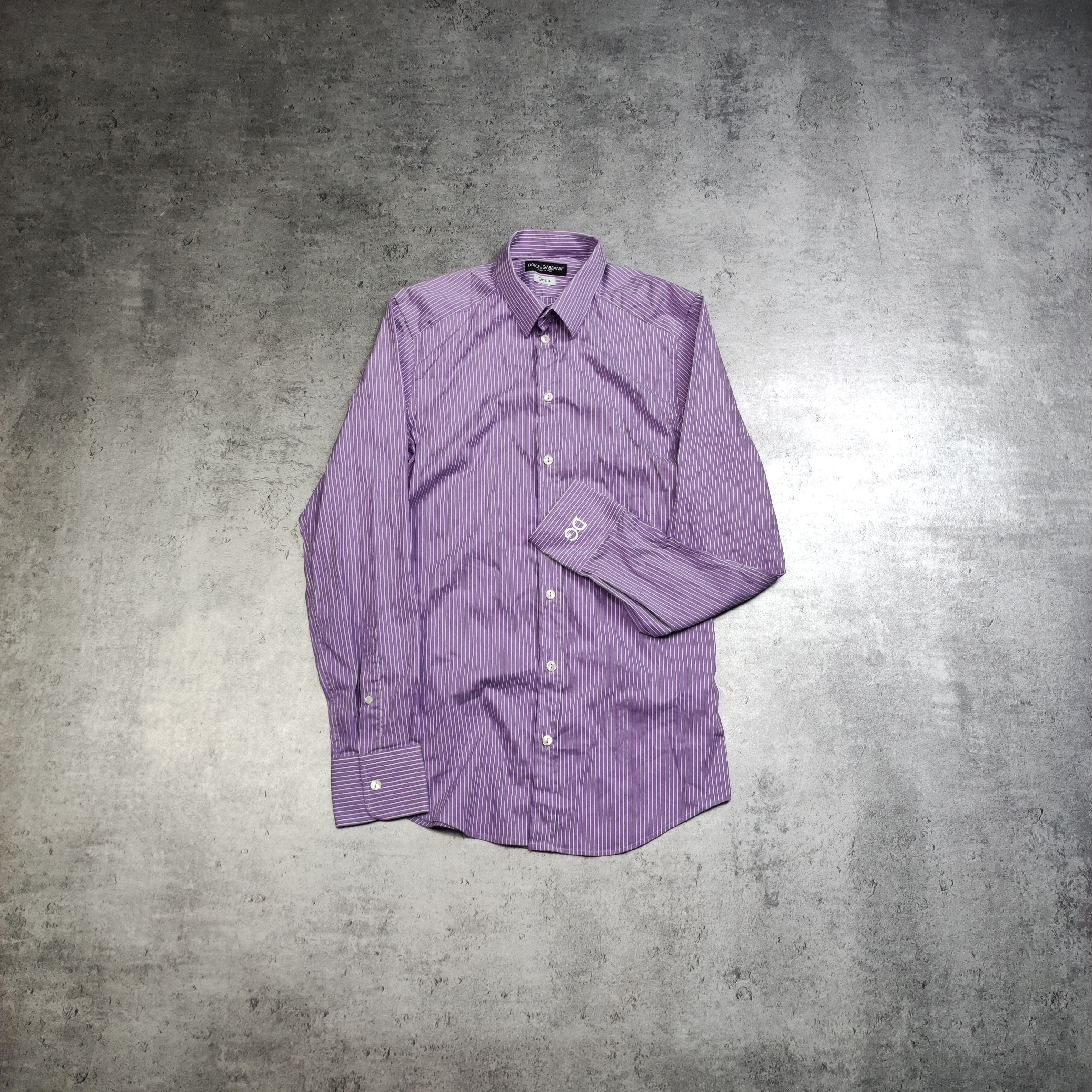 RARE Dolce & Gabbana Gold Luxury Purple Striped Logo Shirt