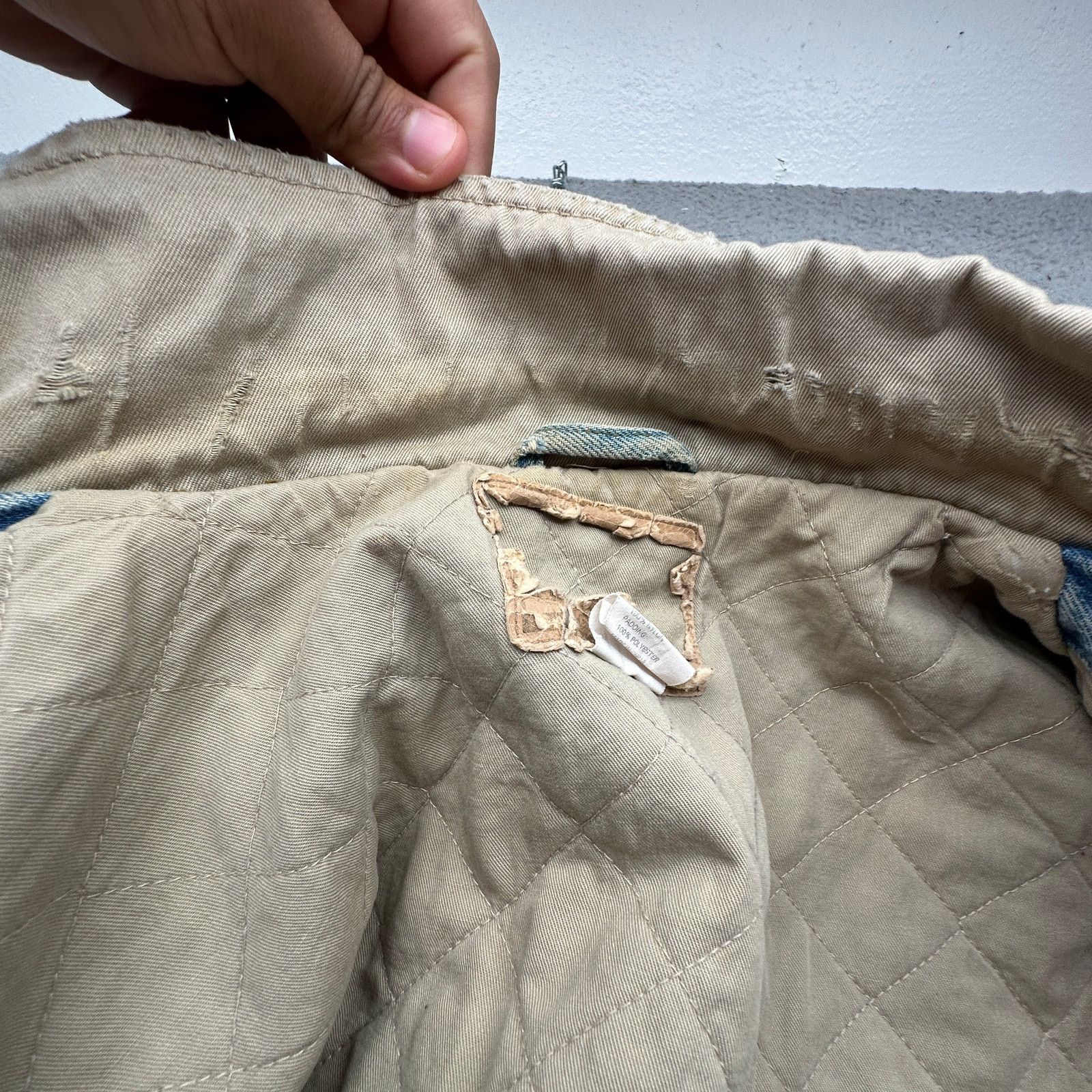 Gap VTG GAP Denim Twill Bomber Jean Jacket XL Lined Distressed Size US XL / EU 56 / 4 - 8 Thumbnail