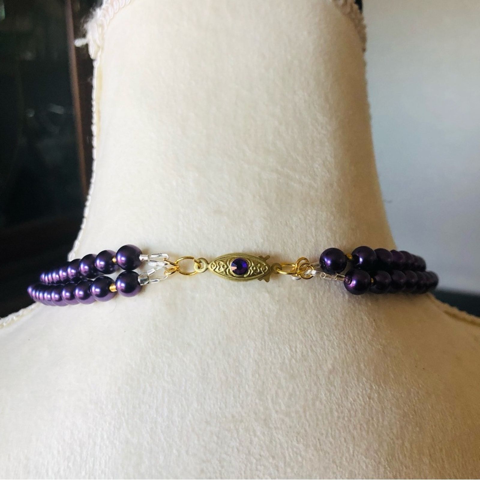 Handmade Handcrafted double strand Pearl scarab pendant necklace Size ONE SIZE - 6 Thumbnail