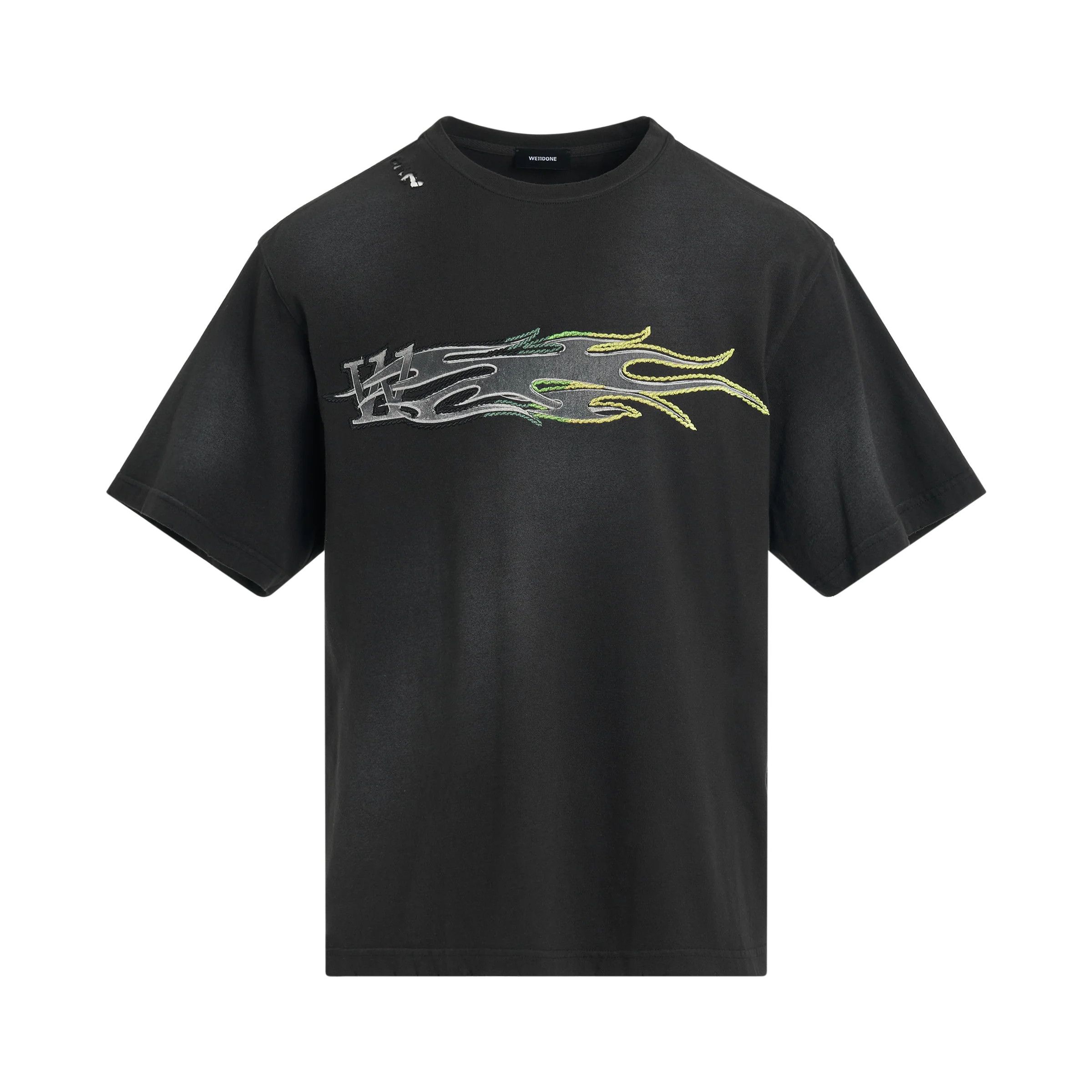 o1mris0824 Metallic Print T-Shirt in Black