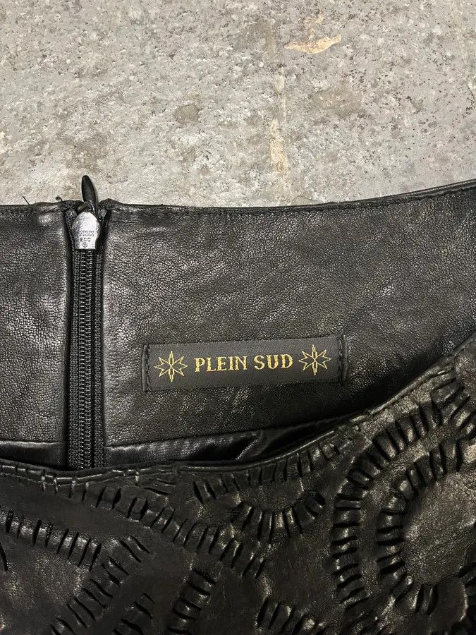 Vintage SS2002 Plein Sud Black Embroidered Leather Dress Size M / US 6-8 / IT 42-44 - 4 Thumbnail